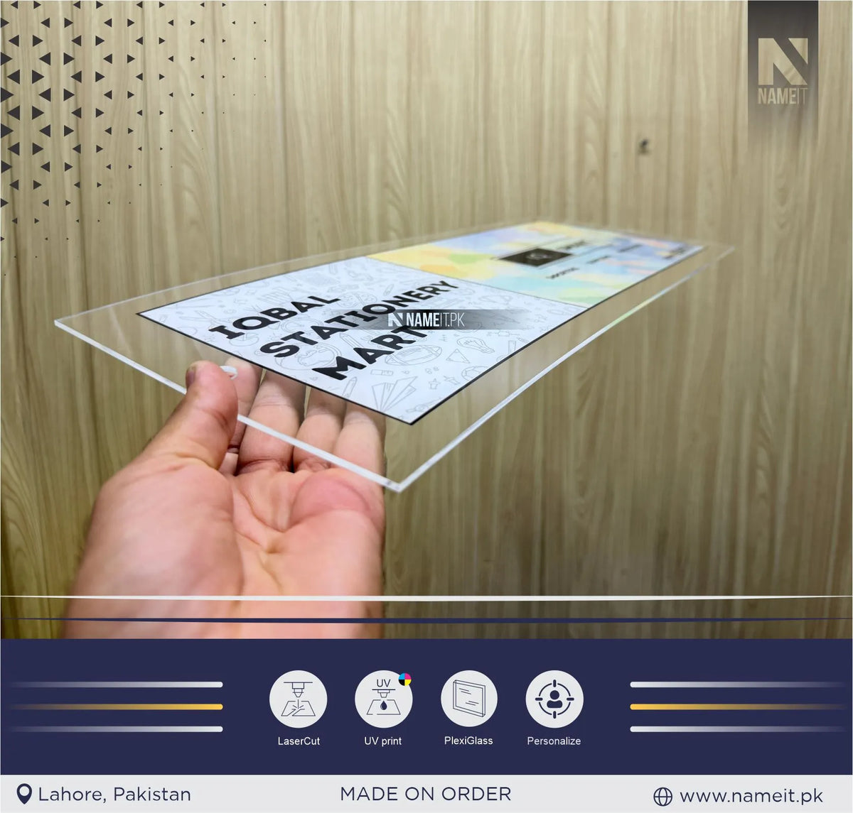 Name Plate, Personalized Transparent Premium Plate | Custom Business Logo & Office Name Sign