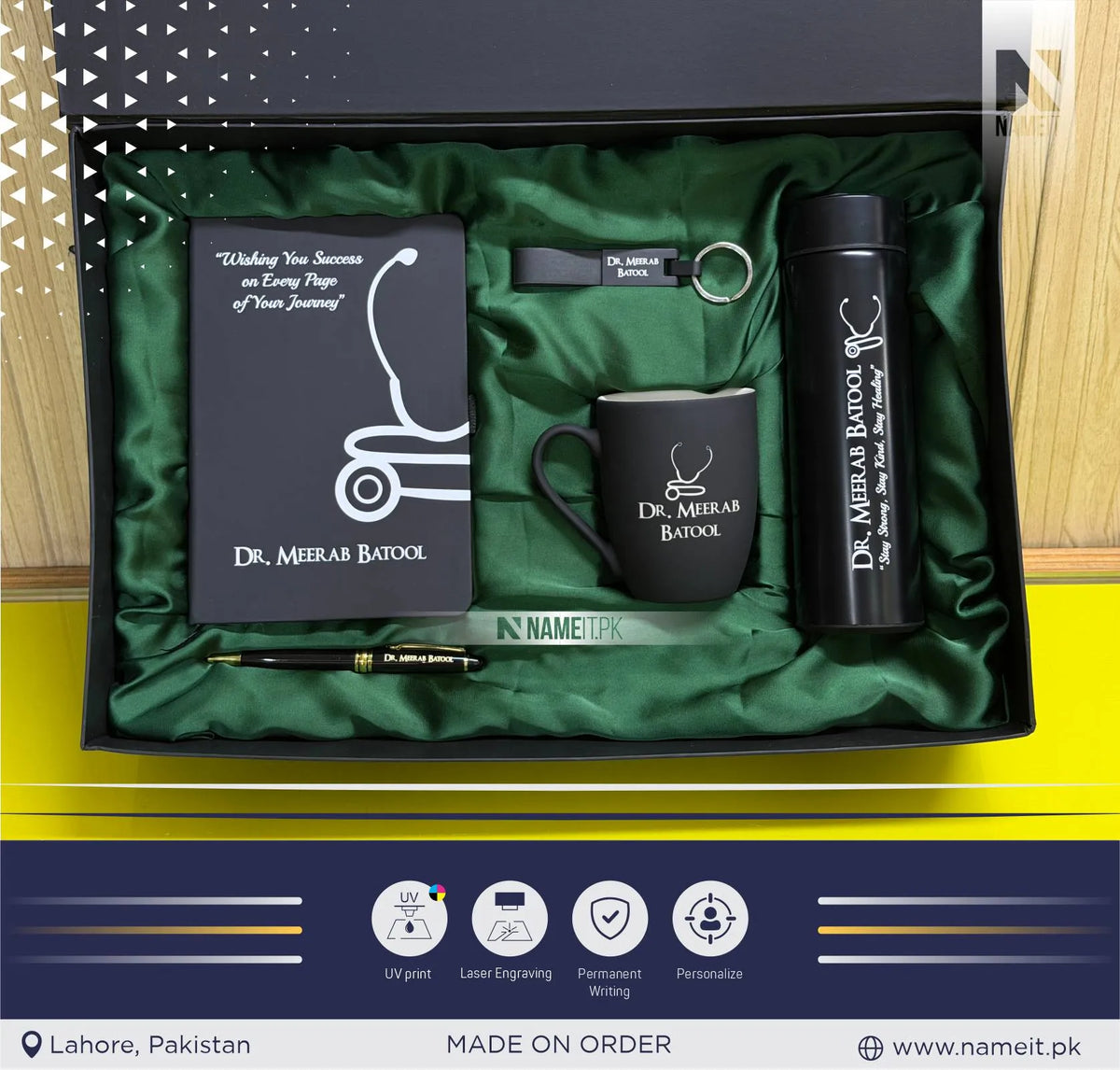 Premium Custom Personalized Executive Gift Set – 5-Piece Engraved Corporate Gift Hamper for Professionals, Doctors, and Executives
