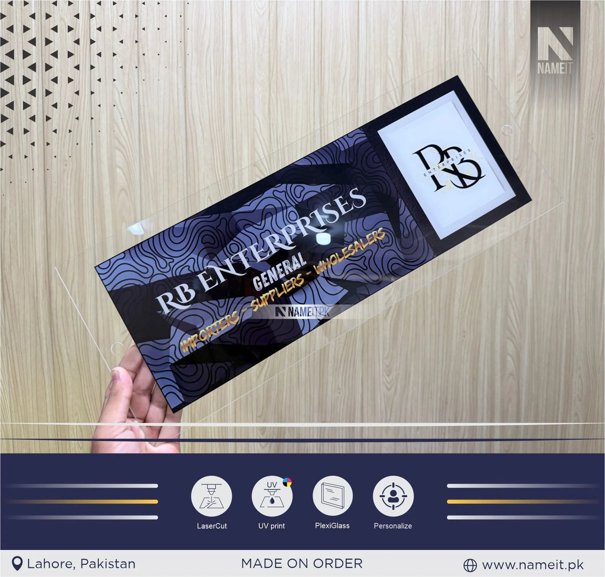 Name Plate, Personalized Transparent Premium Plate | Custom Business Logo & Office Name Sign