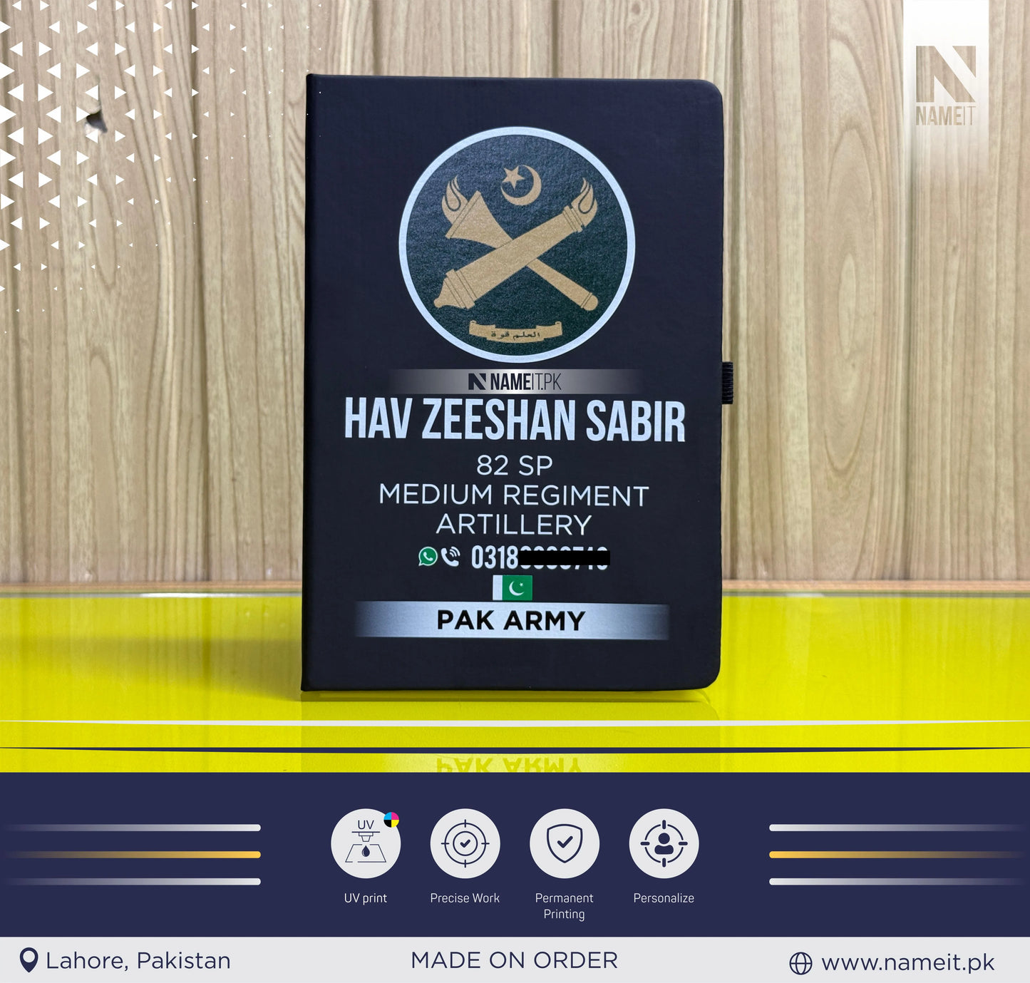 Diary, Custom Diary Printed, Customize Diary For Army Persons - Congratulations Gift - Appreciation Gift - Captain Gift- New Officer Gift - New Job Gift - Pak Army