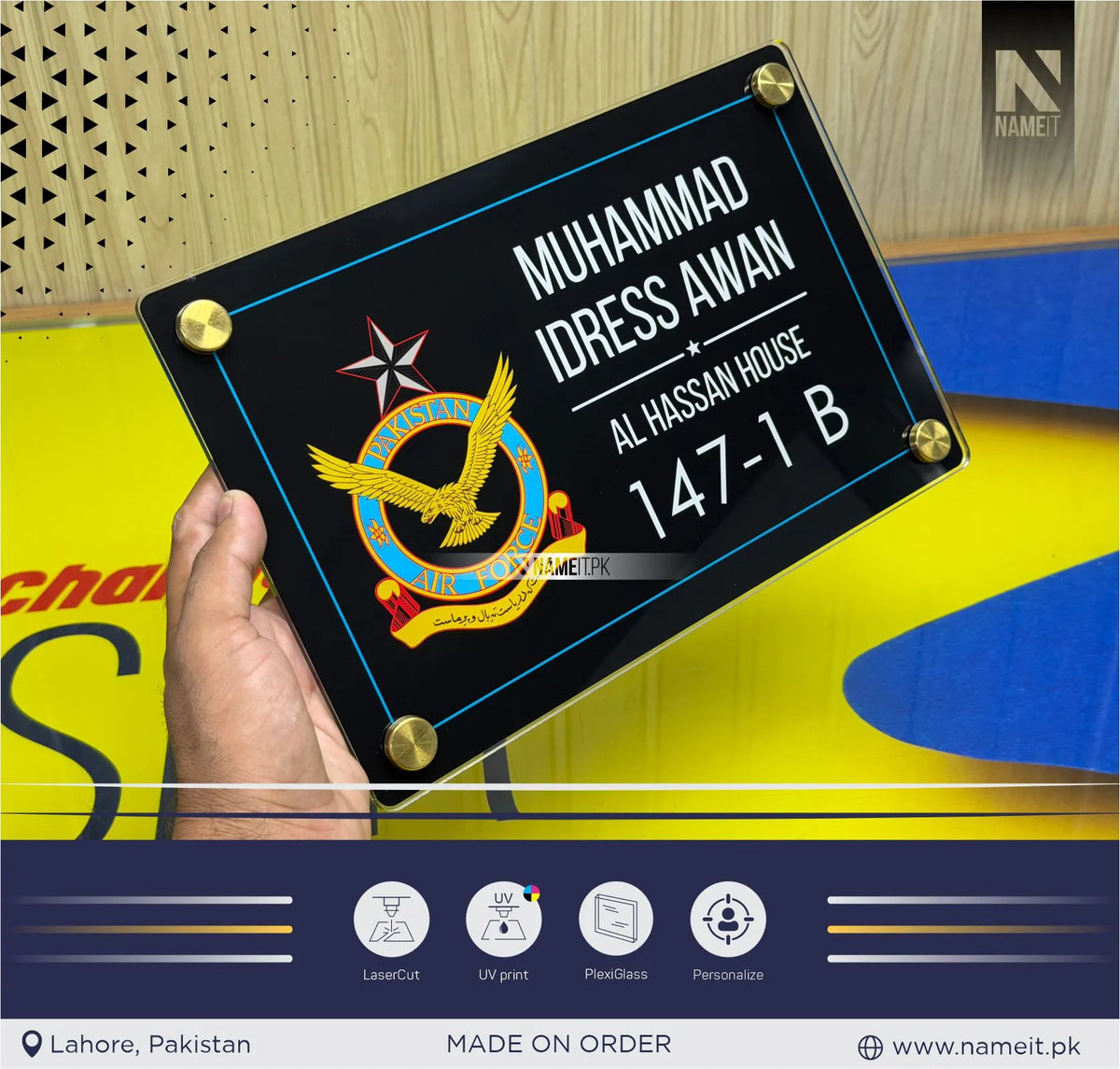 Premium Transparent Acrylic Name Plate | Custom Office, House &amp; Door Name Sign | Inside Printed Acrylic Name Plate&nbsp;