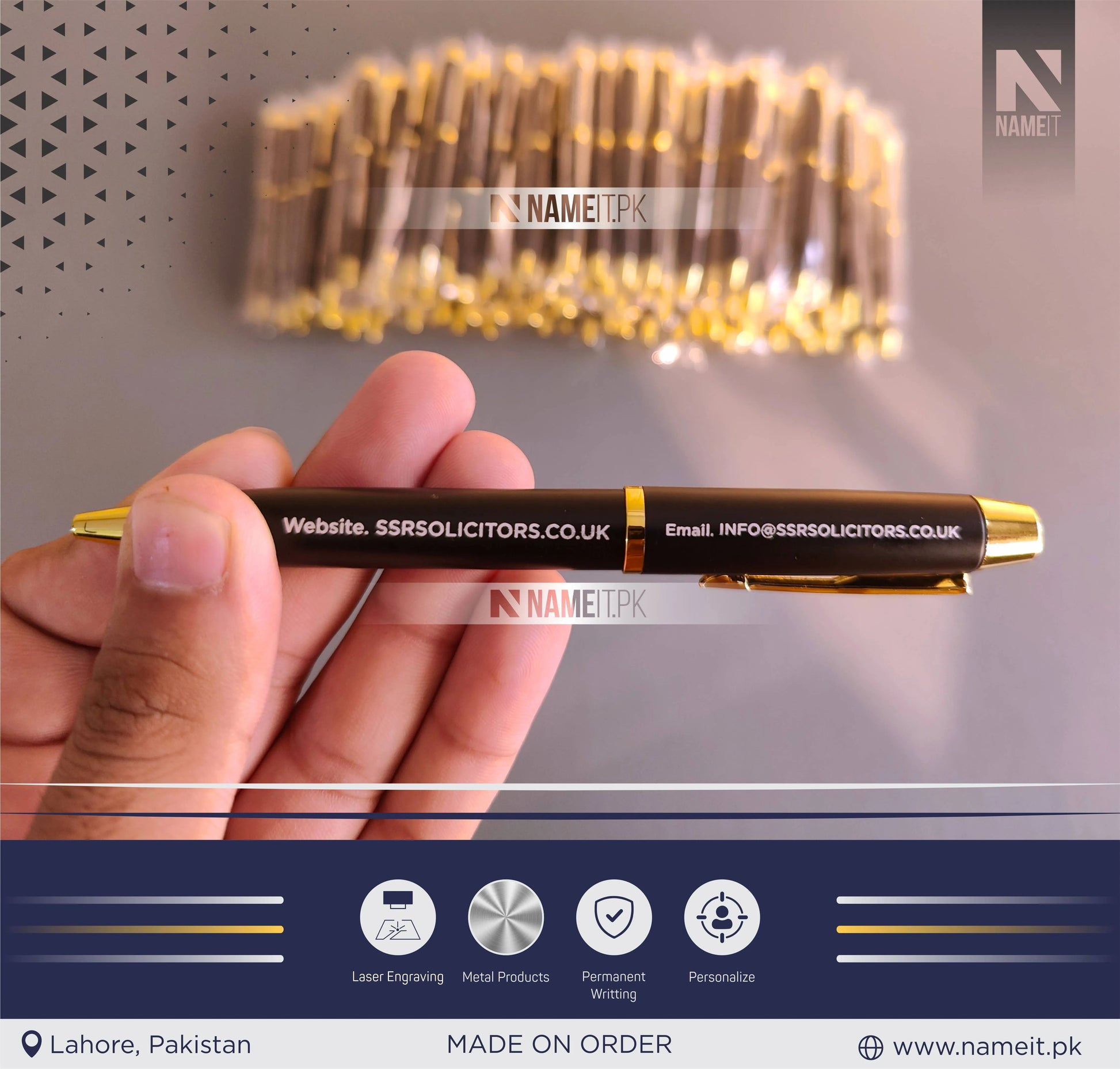 Personalized Premium Stylish Black With Gold Rim Ball Pen, Custom teacher gift,company gifts,student gift,Wedding Gifts,Anniversary Gift,gift for coworker NAMEIT PAKISTAN