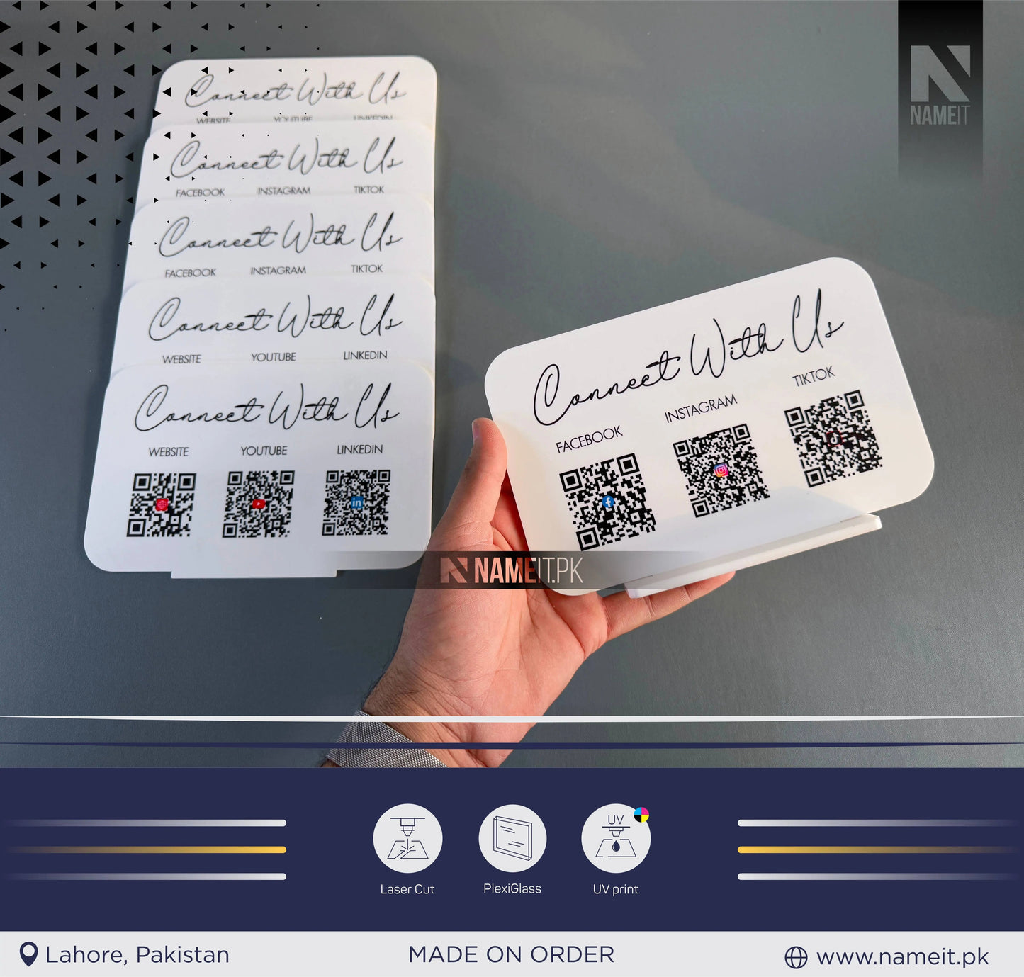 Multi QR code Business Social Media Sign | Payment Sign | Custom Logo Sign | Payment Method and Social Media Sign NAMEIT PAKISTAN