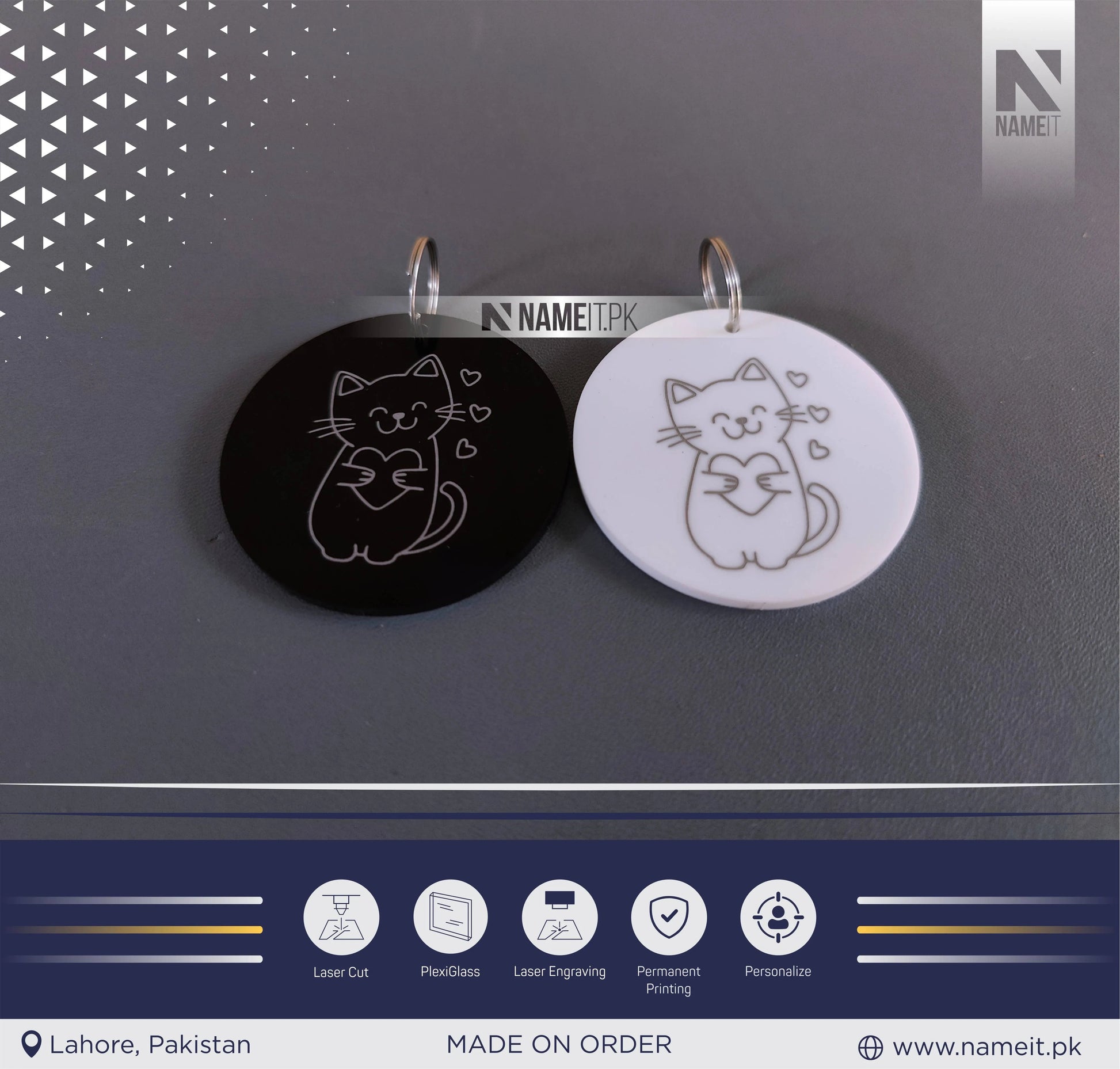 Personalised Acrylic Pet ID Tag, Circle Engraved Pet Tag, Custom Pet Tag - 2 colour choices available NAMEIT PAKISTAN