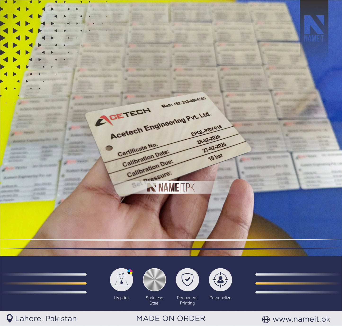 Product Tag, Custom UV Printed Steel Plates, Machine Metal Plate, Custom Machine Labels, Instruction Tags, Printed Tag
