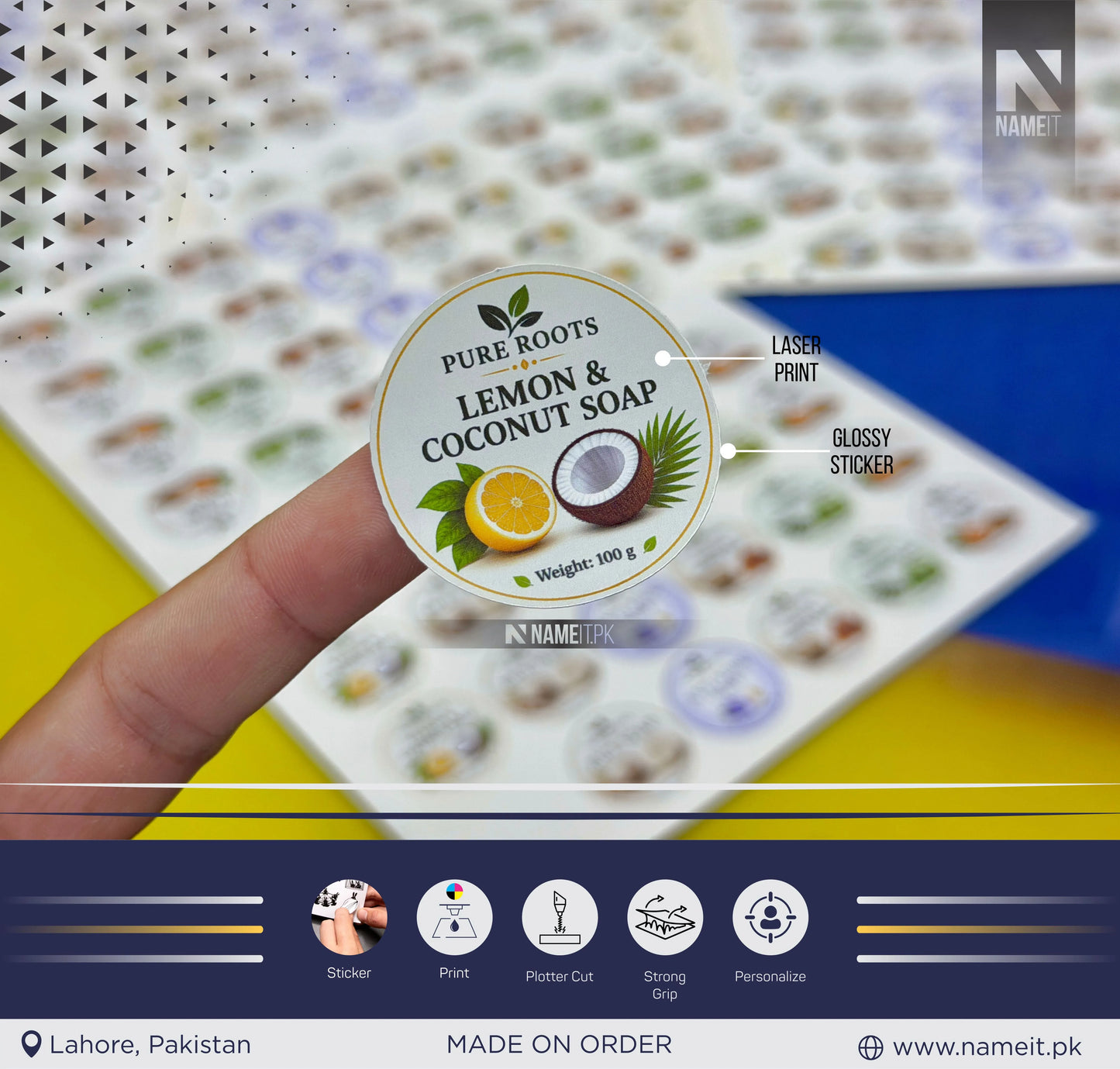 Sticker, Custom Logo Stickers for Business Branding - Personalized Die/Plotter Cut Photo Stickers with Your logo or Text - Custom Labels for Party Favors