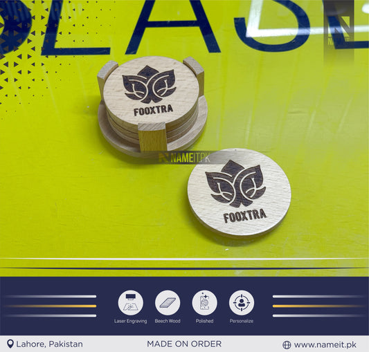 Wooden Tea Coasters With Custom Name,Initial,Logo, Personalized Coaster, Engraved Coffee Cup Plate, Afternoon Tea Heat Insulation Mat, Event Gift, Tea Lover Gift