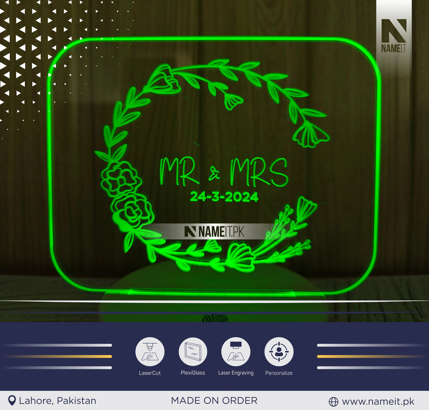 Personalized Lamp Led - Anniversary Gift for Couple - Gift for Him - Acrylic Night Lamp - Gift for Her NAMEIT PAKISTAN