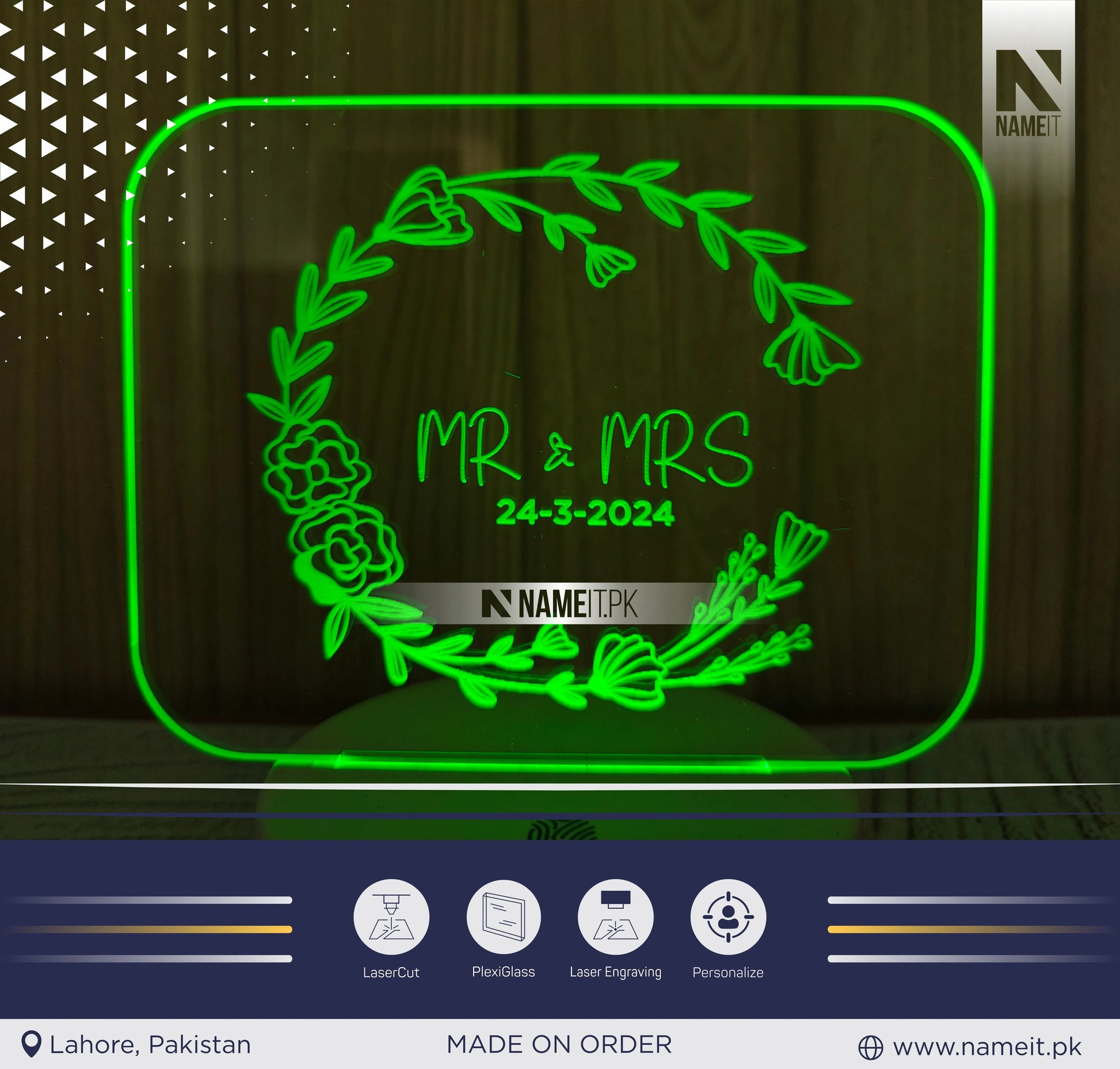Personalized Lamp Led - Anniversary Gift for Couple - Gift for Him - Acrylic Night Lamp - Gift for Her NAMEIT PAKISTAN