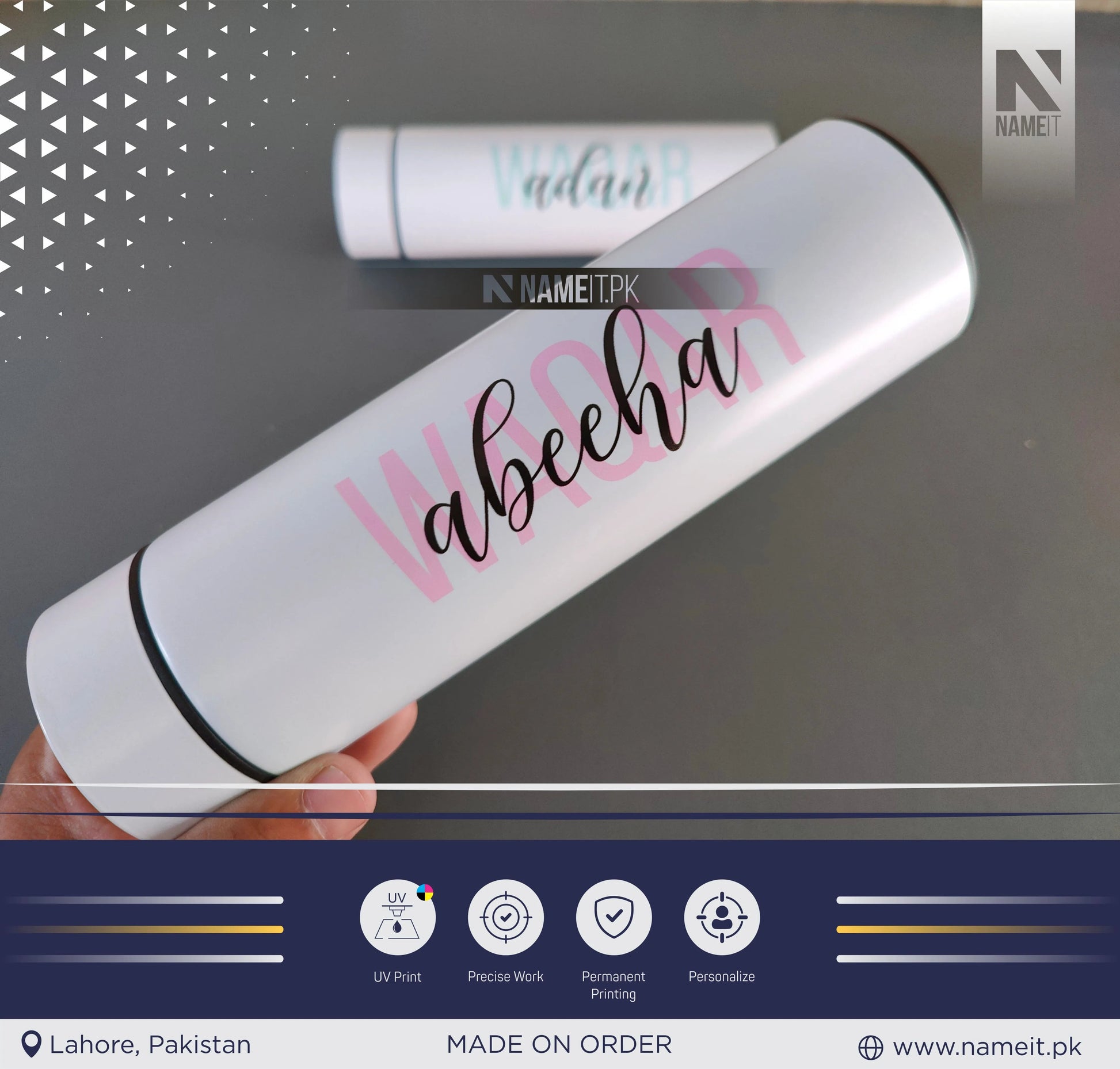 Personalized Digital Temperature Display Thermos with Name and Date, Temperature Water Bottle , Round Printed Water Bottle NAMEIT PAKISTAN