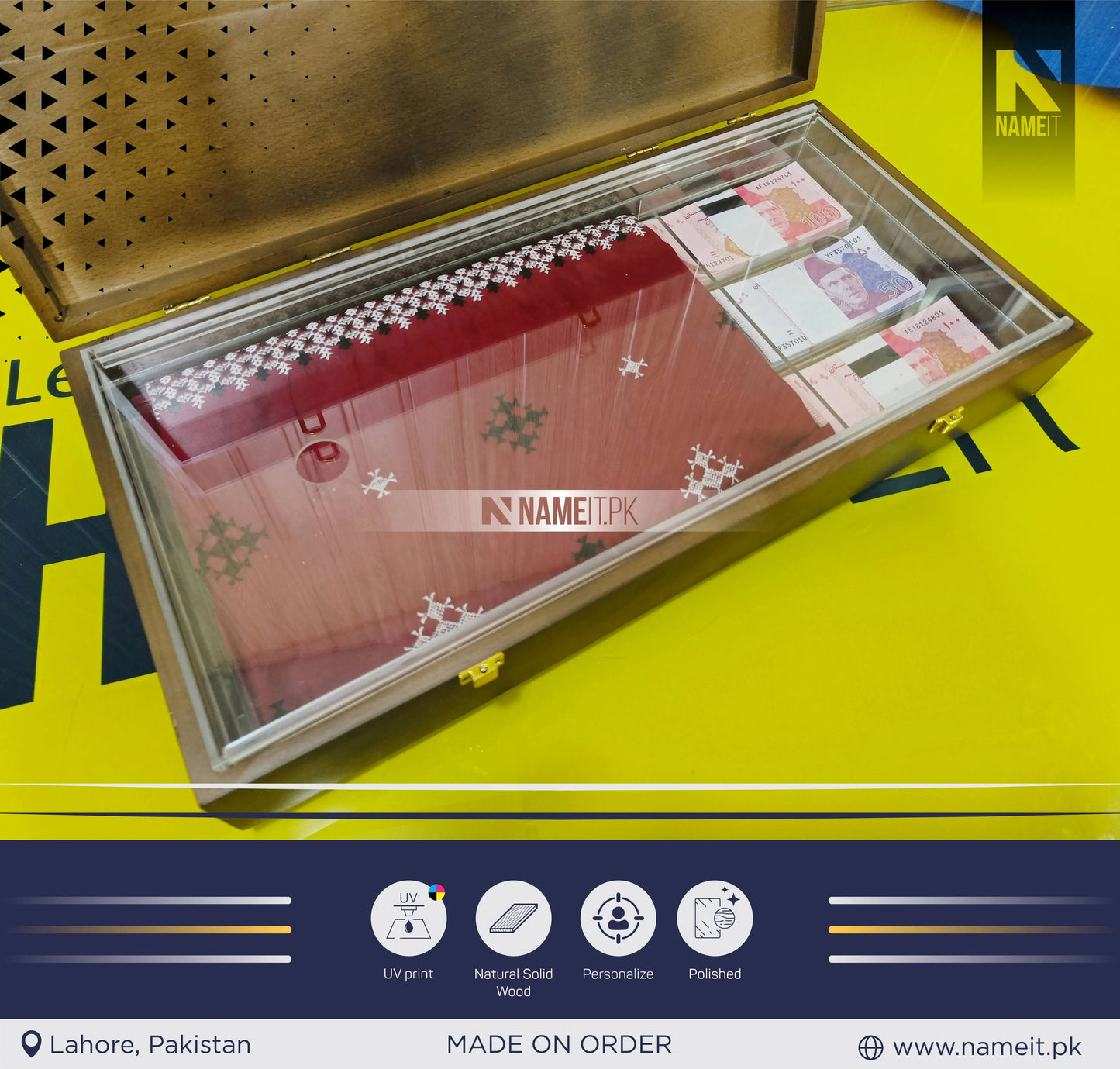 Personalized wooden box with engraved name, Custom keepsake box, Wooden Love Box Valentines Wedding, Engagement, Couple Gift for Him Her Boyfriend Girlfriend gift box NAMEIT PAKISTAN
