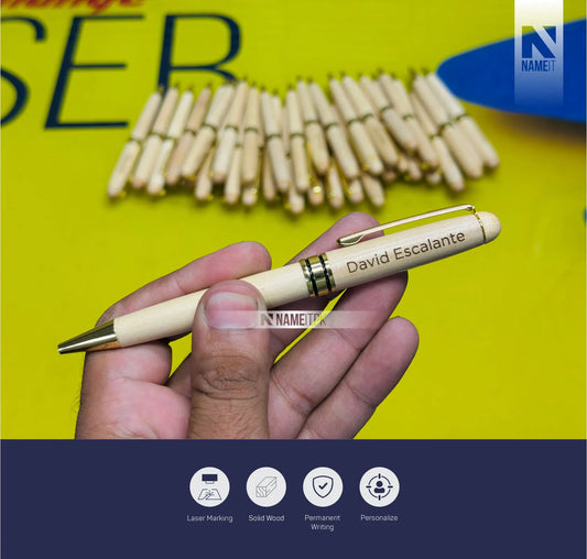 Personalized Wooden Ballpoint Pen with Custom Name Engraving – Elegant Natural Wood Pen