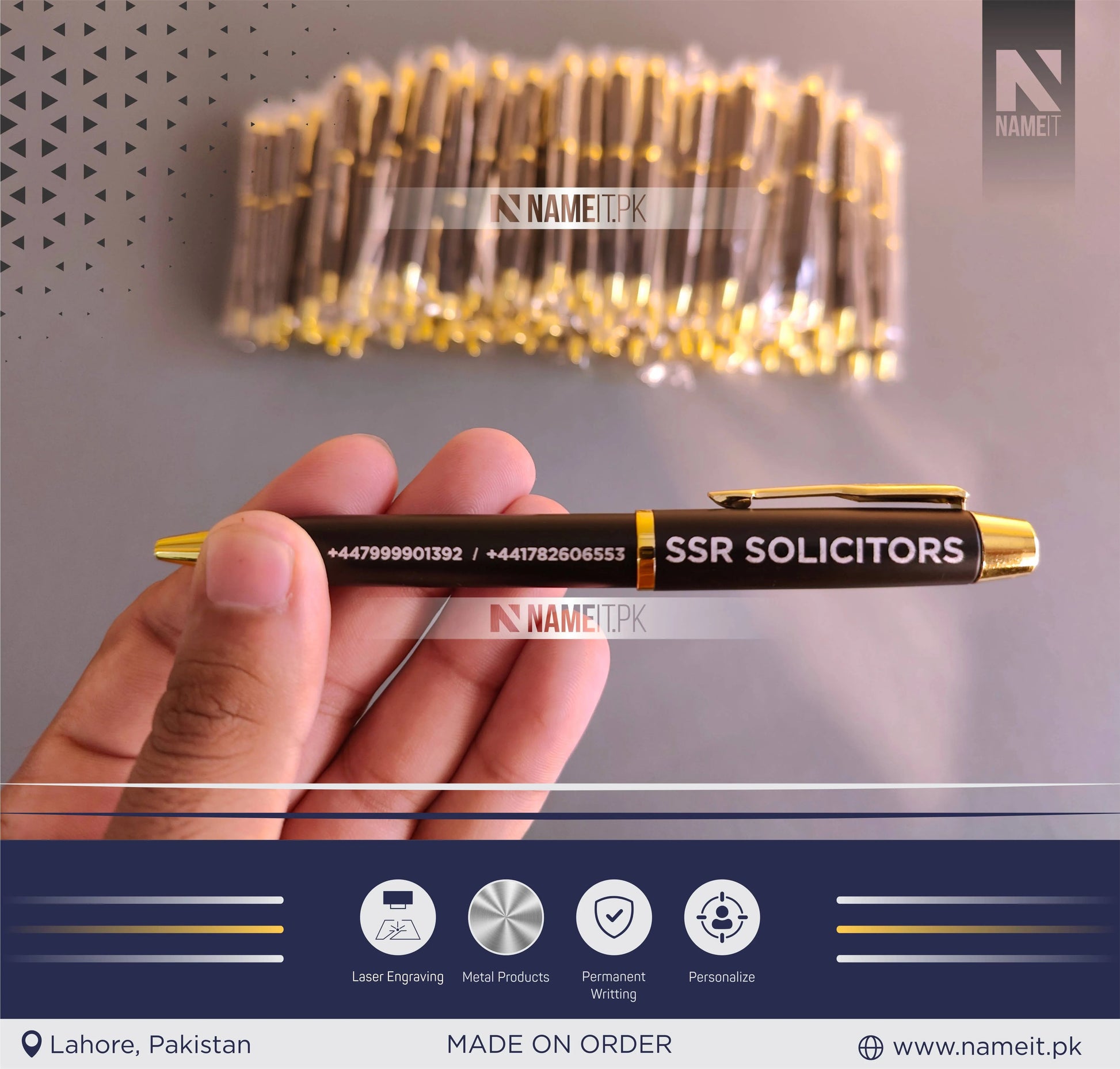 Personalized Premium Stylish Black With Gold Rim Ball Pen, Custom teacher gift,company gifts,student gift,Wedding Gifts,Anniversary Gift,gift for coworker NAMEIT PAKISTAN