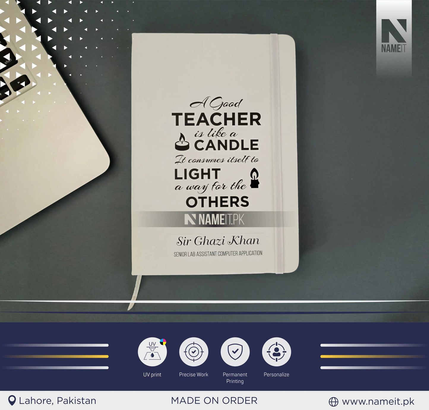Diary, Teacher's personalized notebook, End of year gift for teacher, Custom book, Teacher appreciation gift, NAMEIT PAKISTAN