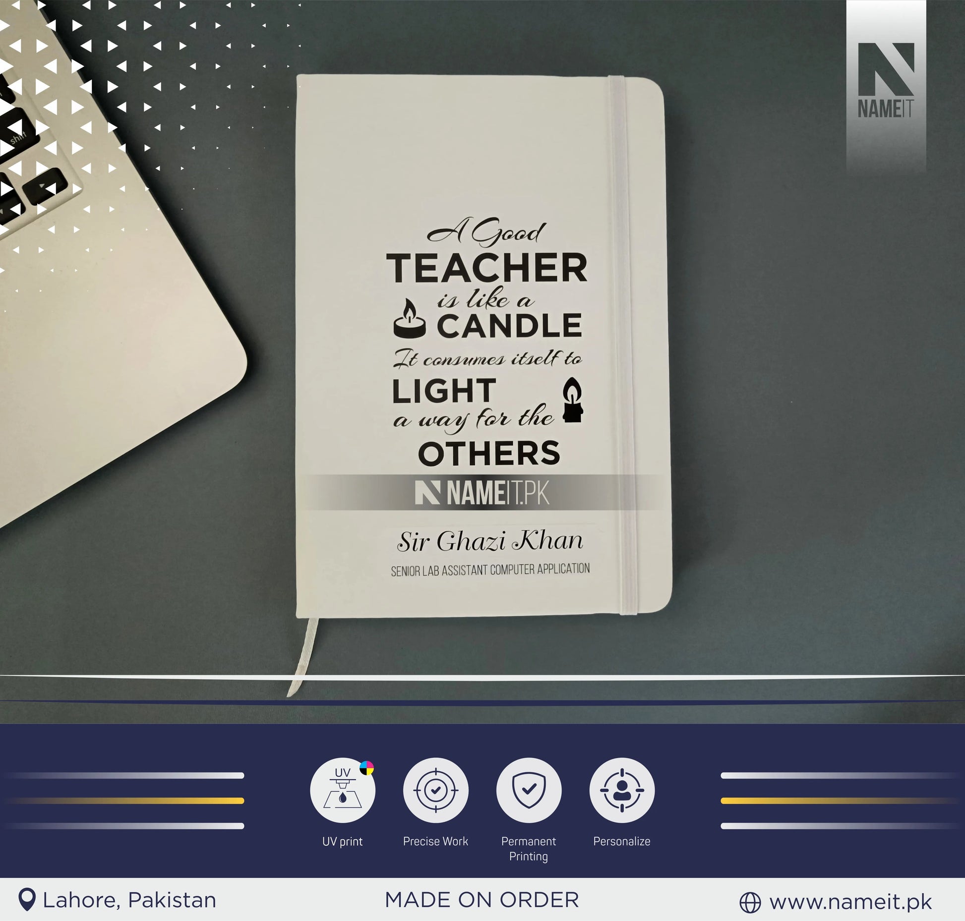 Diary, Teacher's personalized notebook, End of year gift for teacher, Custom book, Teacher appreciation gift, NAMEIT PAKISTAN