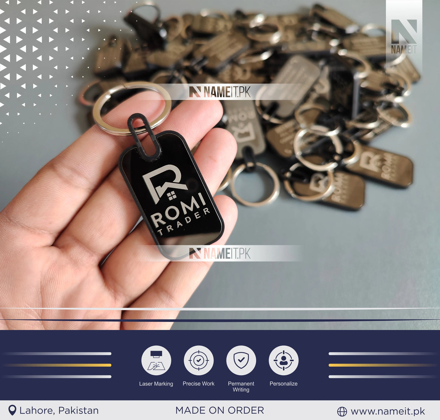 Personalized Premium Metal Keychain, Business Logo, Name, Custom Marketing Business Merchandise, NAMEIT PAKISTAN