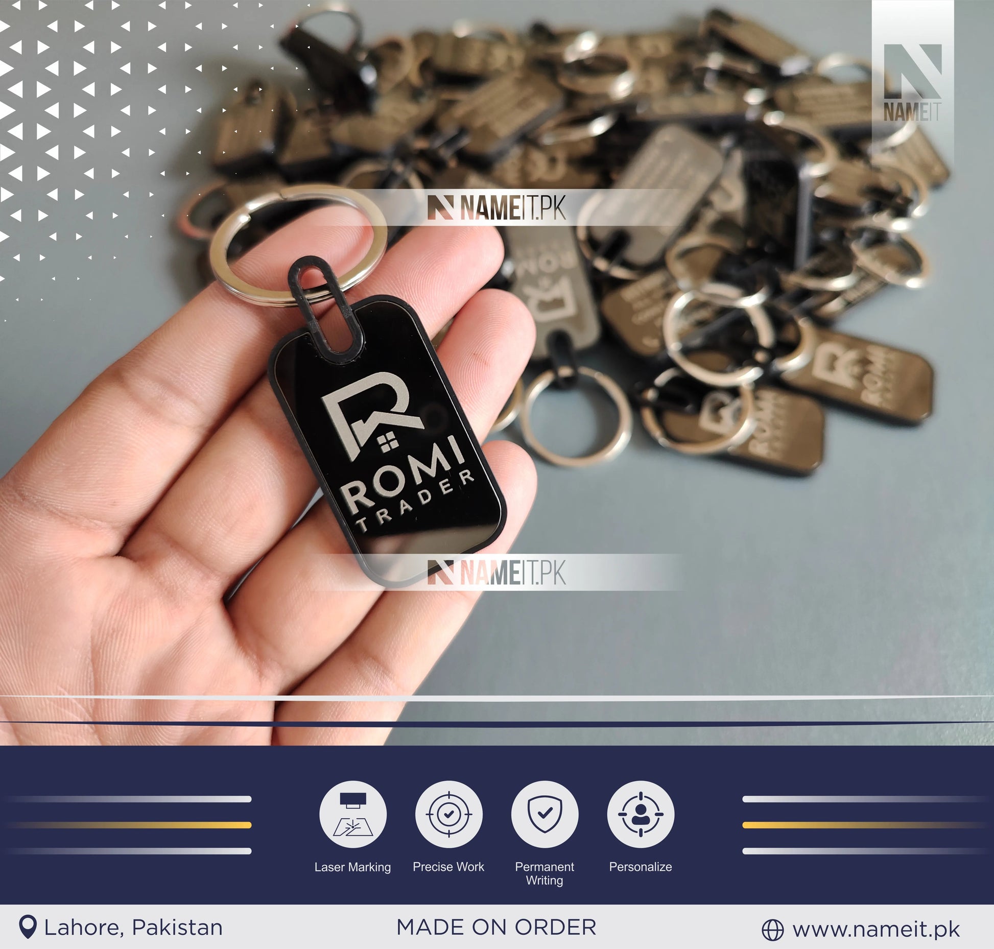 Personalized Premium Metal Keychain, Business Logo, Name, Custom Marketing Business Merchandise, NAMEIT PAKISTAN