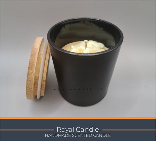 Candle , Flowers Scented Candle -Royal Flowers Scented Candle in Black Jar
