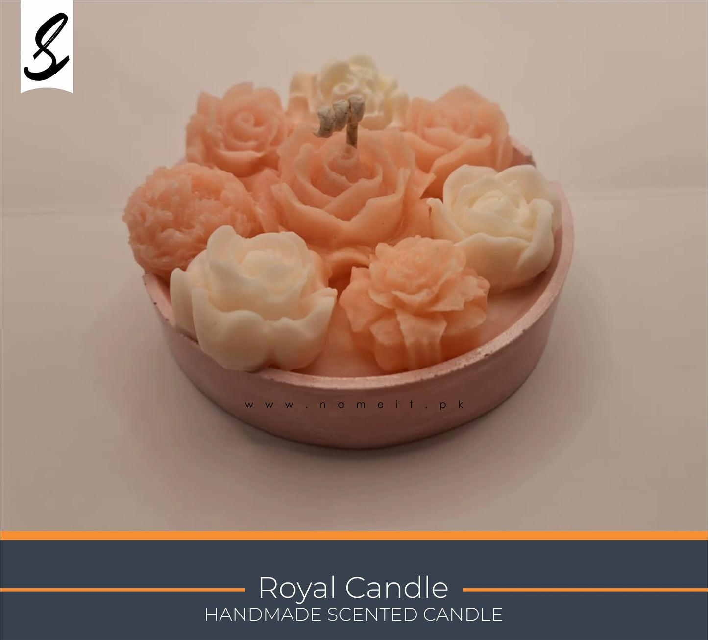 Candle , Bunch of Scented Candle Flowers in Tray
