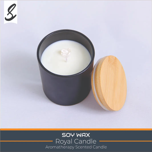 Candles , Soy Candle - Wooden Lid Black Jar Heart Aromatherphy Candle