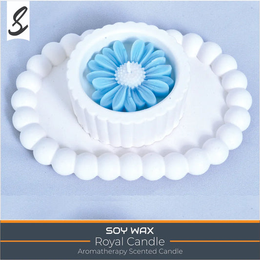 Candles , Soy Candle - Scented Flower Candle with Luxury Tray Set