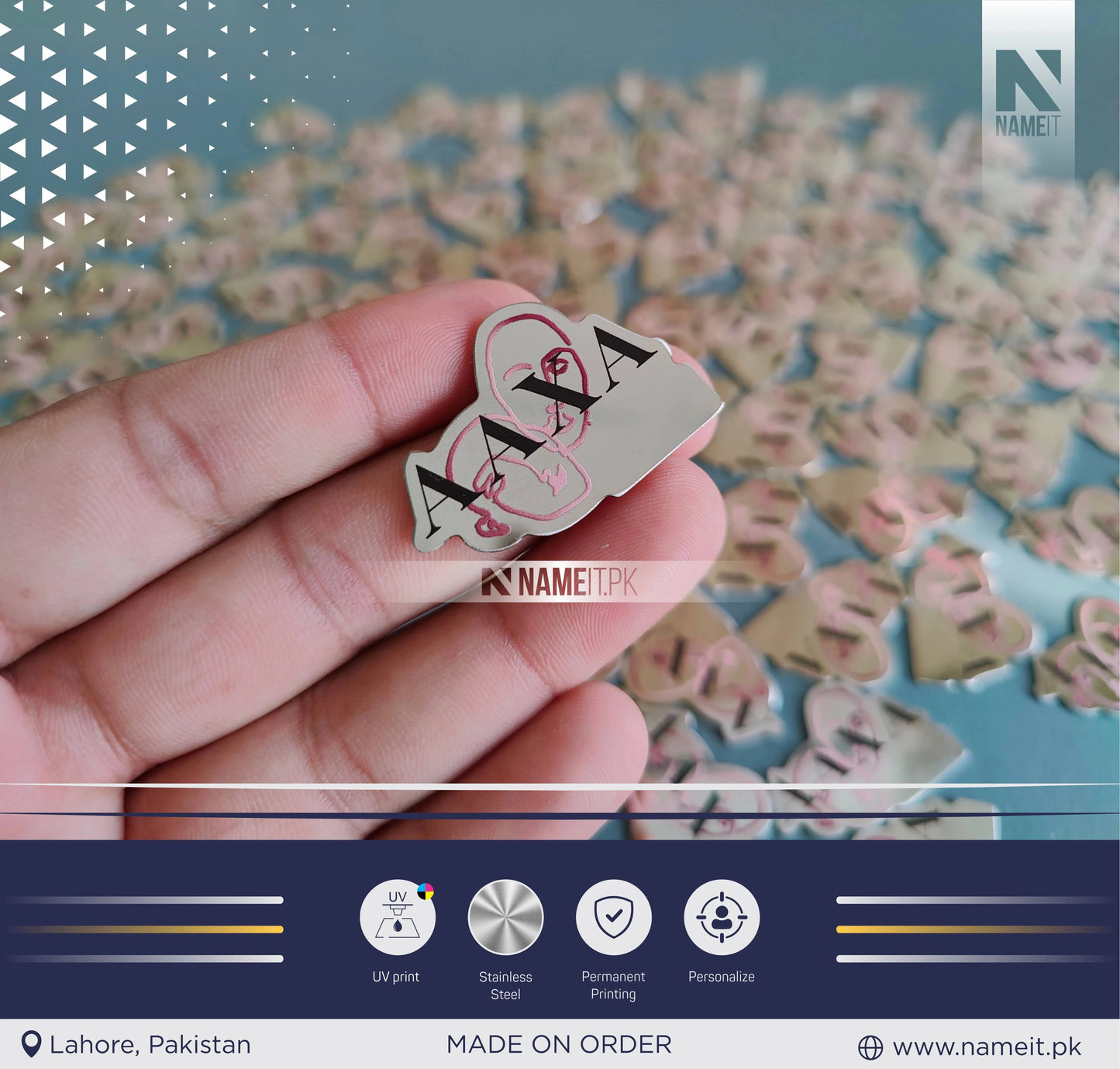 Custom Products Tags, Custom UV Printed Steel Plates, Machine Metal Plate, Custom Machine Labels, Instruction Tags, Printed Tag NAMEIT PAKISTAN