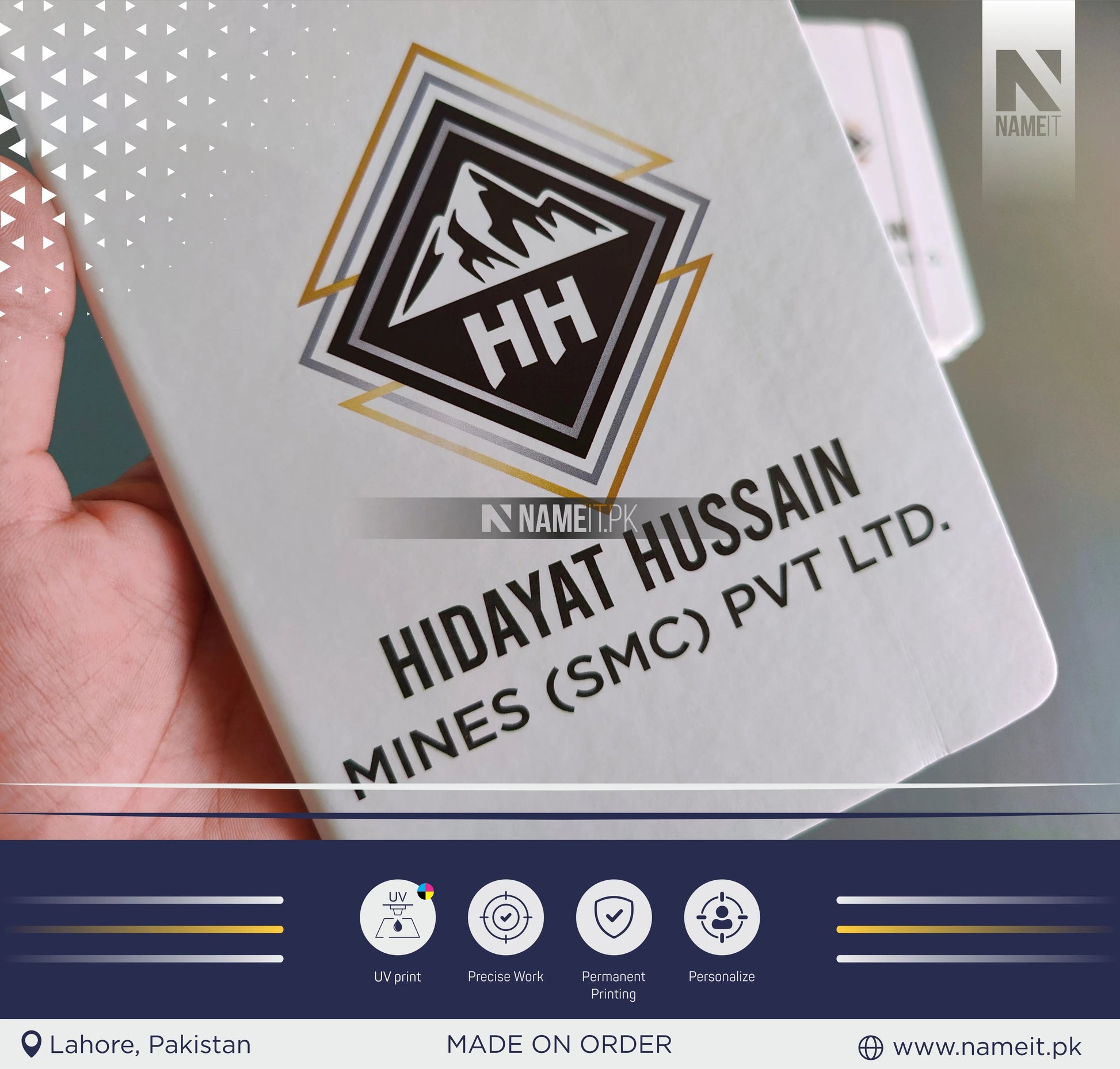 Diary, Custom Company Name Logo Diary, Personalized With UV Printed, Business Corporate Client Office Coworker Colleague Gift NAMEIT PAKISTAN