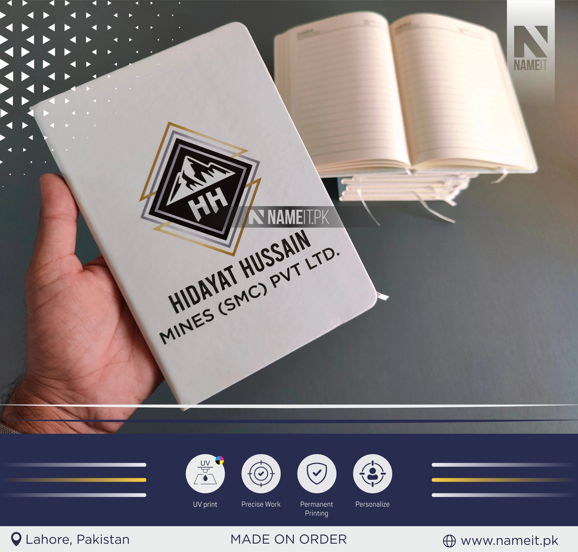 Diary, Custom Company Name Logo Diary, Personalized With UV Printed, Business Corporate Client Office Coworker Colleague Gift NAMEIT PAKISTAN