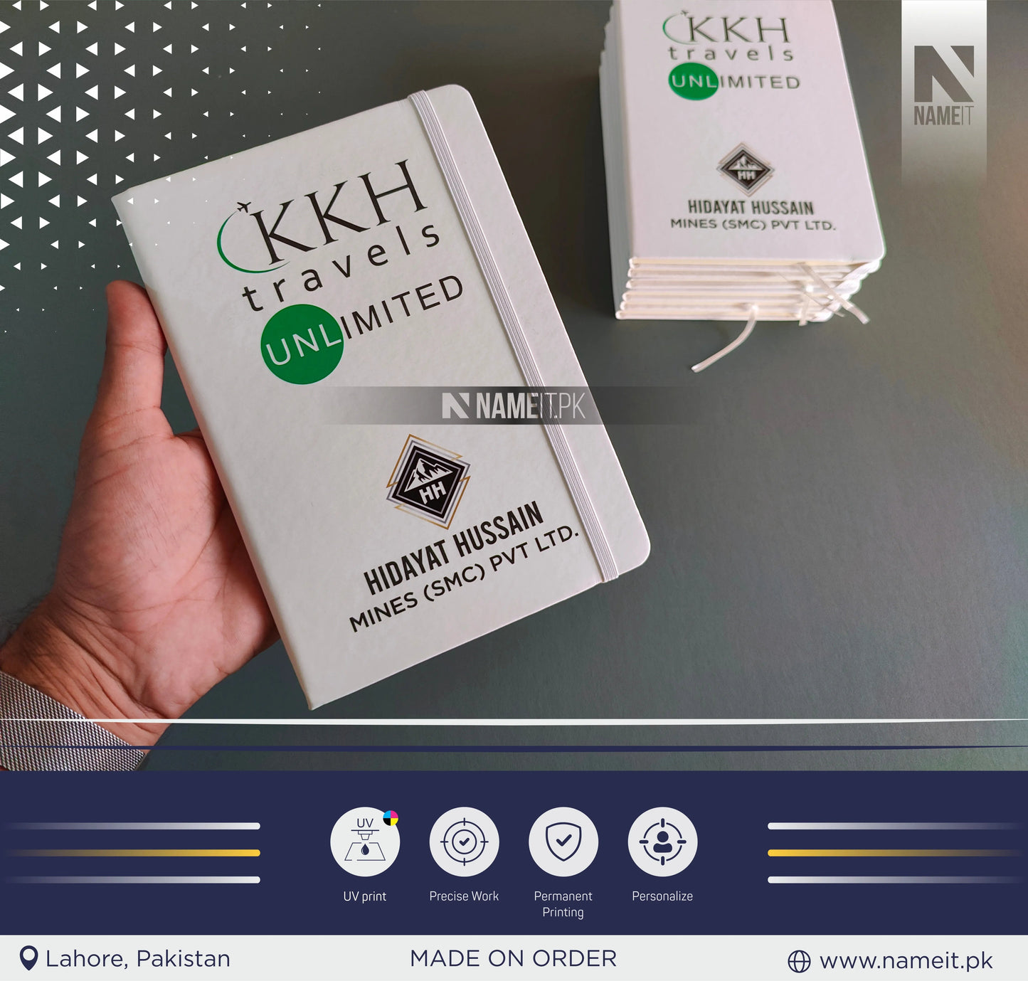 Diary, Custom Company Name Logo Diary, Personalized With UV Printed, Business Corporate Client Office Coworker Colleague Gift NAMEIT PAKISTAN
