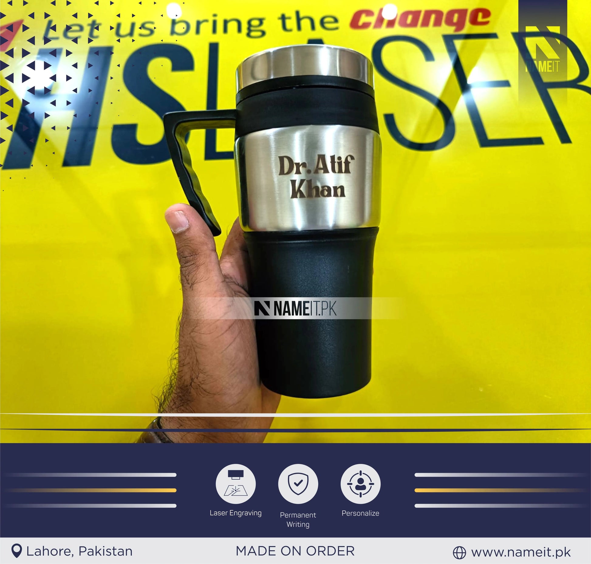 Personalized Coffee cup Travel coffee mug Insulated stainless steel cup Reusable travel mug Stainless steel mug Christmas gifts NAMEIT PAKISTAN