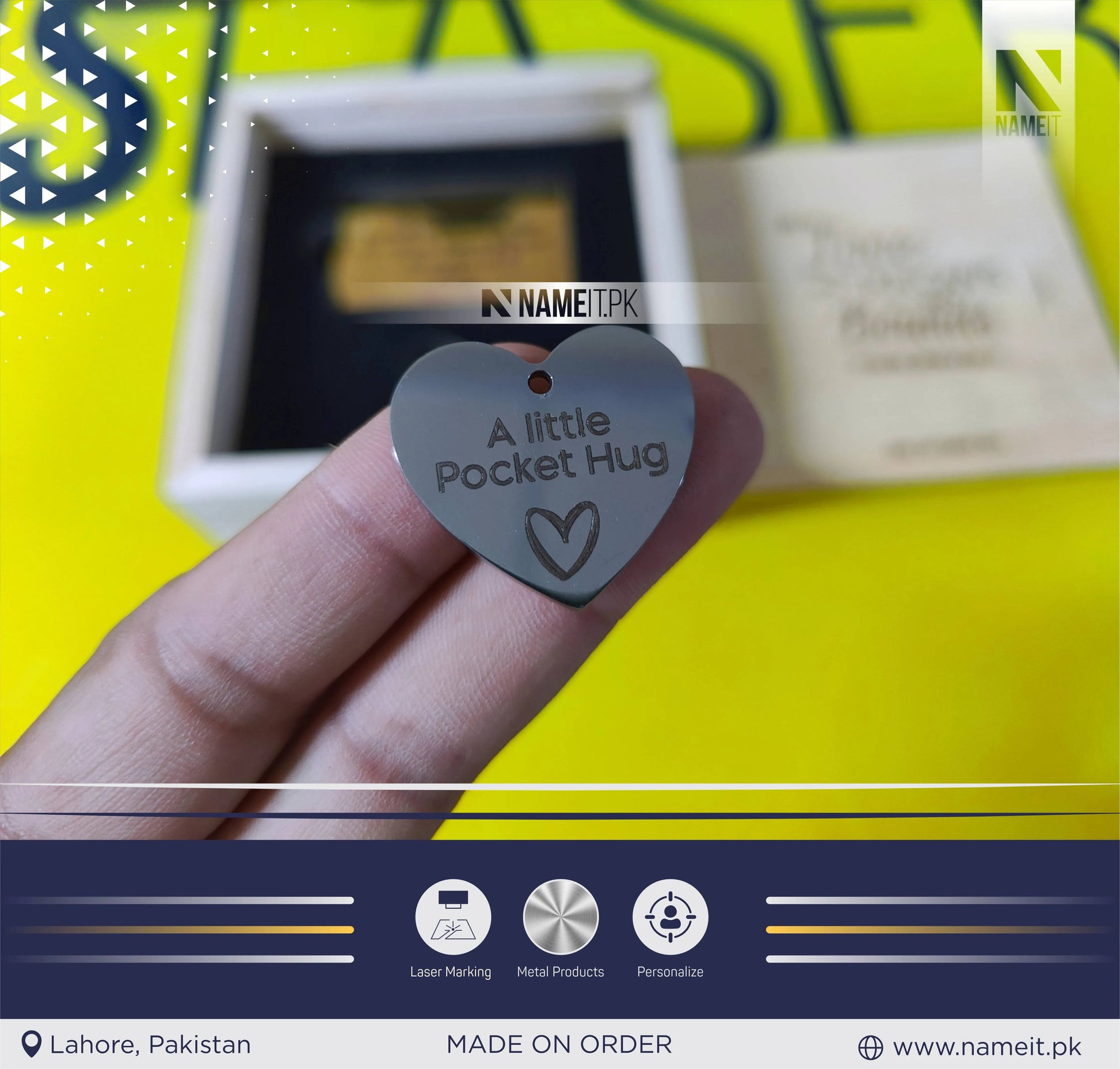 Customize Metal Wallet Card With Message, Customize Metal Tag With Box Packing (perfect Gift To Send Your Father , Husband , Fiance Or Any One) NAMEIT PAKISTAN