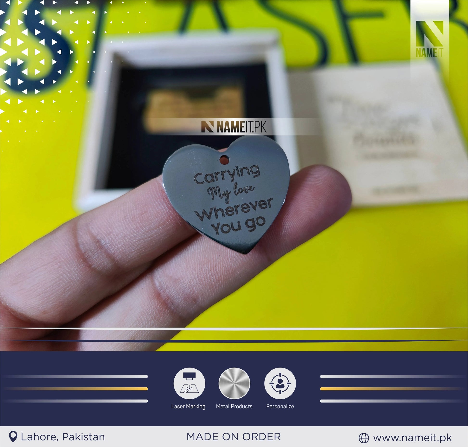 Customize Metal Wallet Card With Message, Customize Metal Tag With Box Packing (perfect Gift To Send Your Father , Husband , Fiance Or Any One) NAMEIT PAKISTAN
