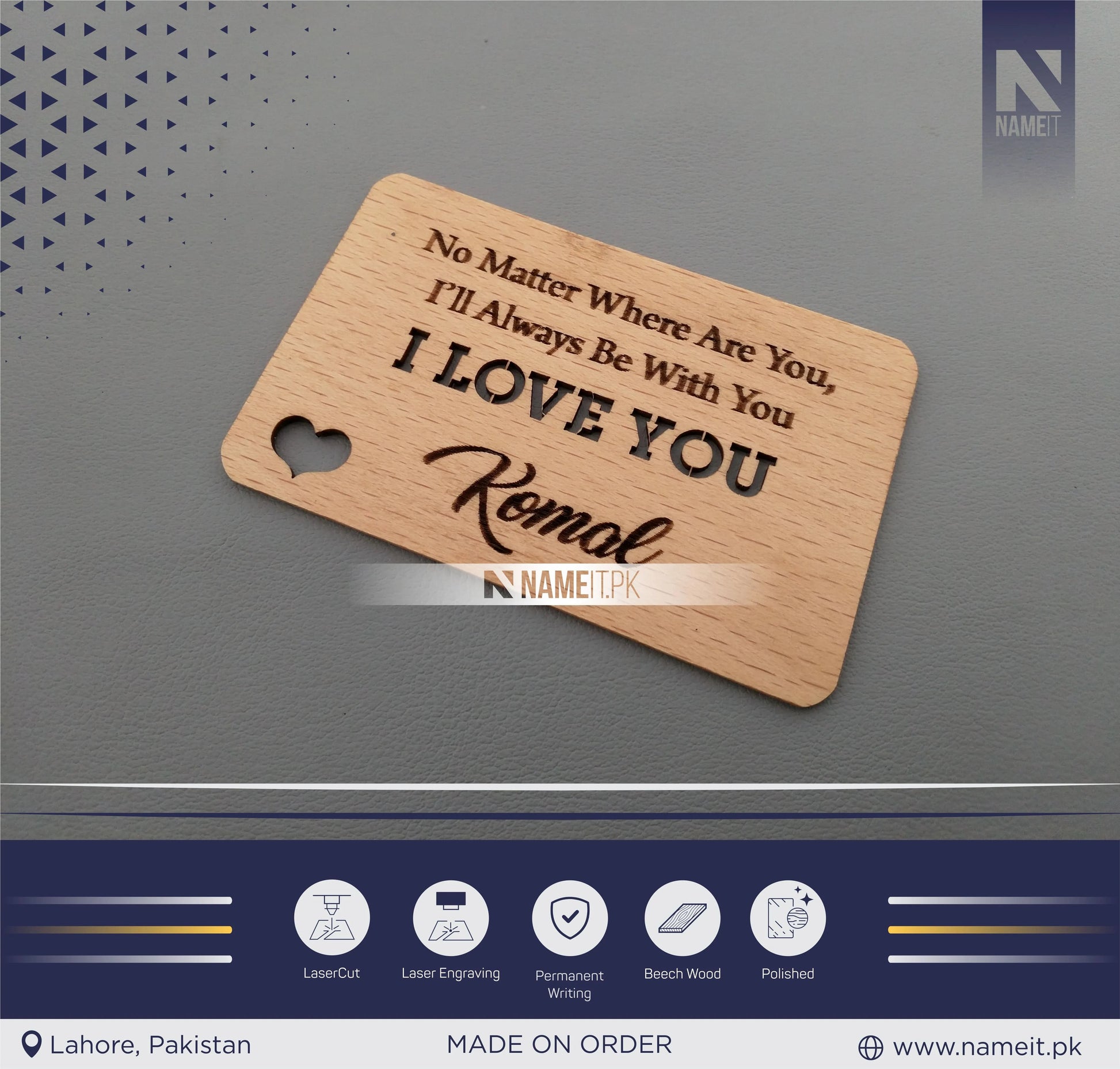 Wooden wallet insert card, personalized Business Card,text card, anniversary gift idea, wooden anniversary gift, custom engraved NAMEIT PAKISTAN