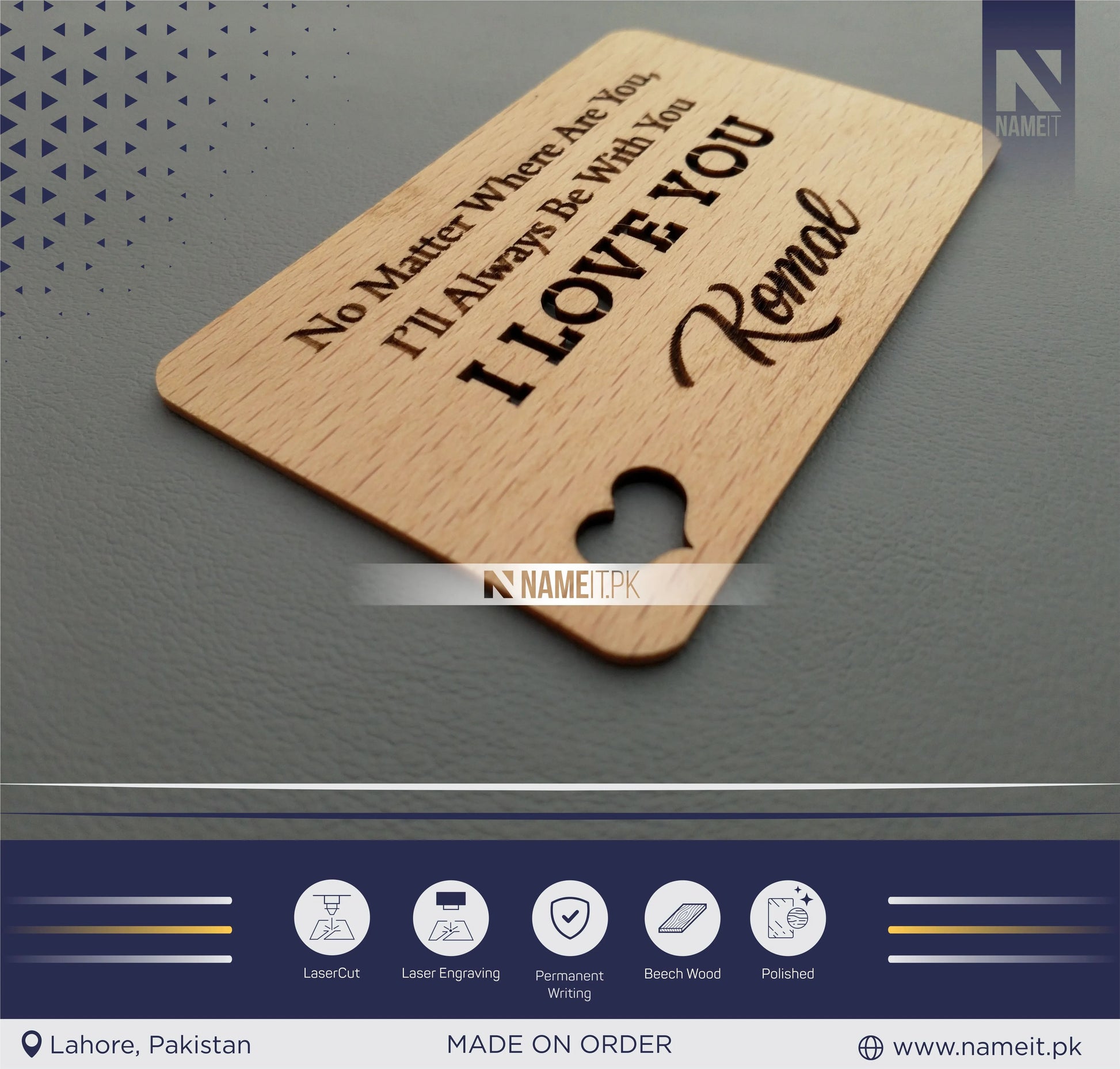 Wooden wallet insert card, personalized Business Card,text card, anniversary gift idea, wooden anniversary gift, custom engraved NAMEIT PAKISTAN