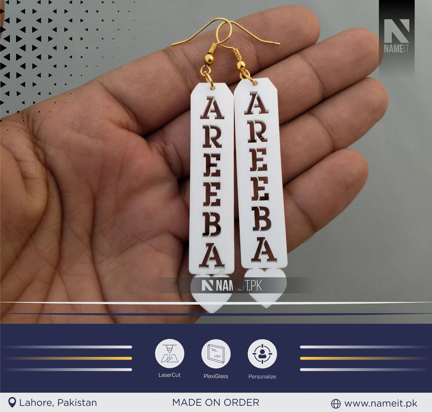 Earrings, Acrylic Earrings, Customize with your Name NAMEIT PAKISTAN