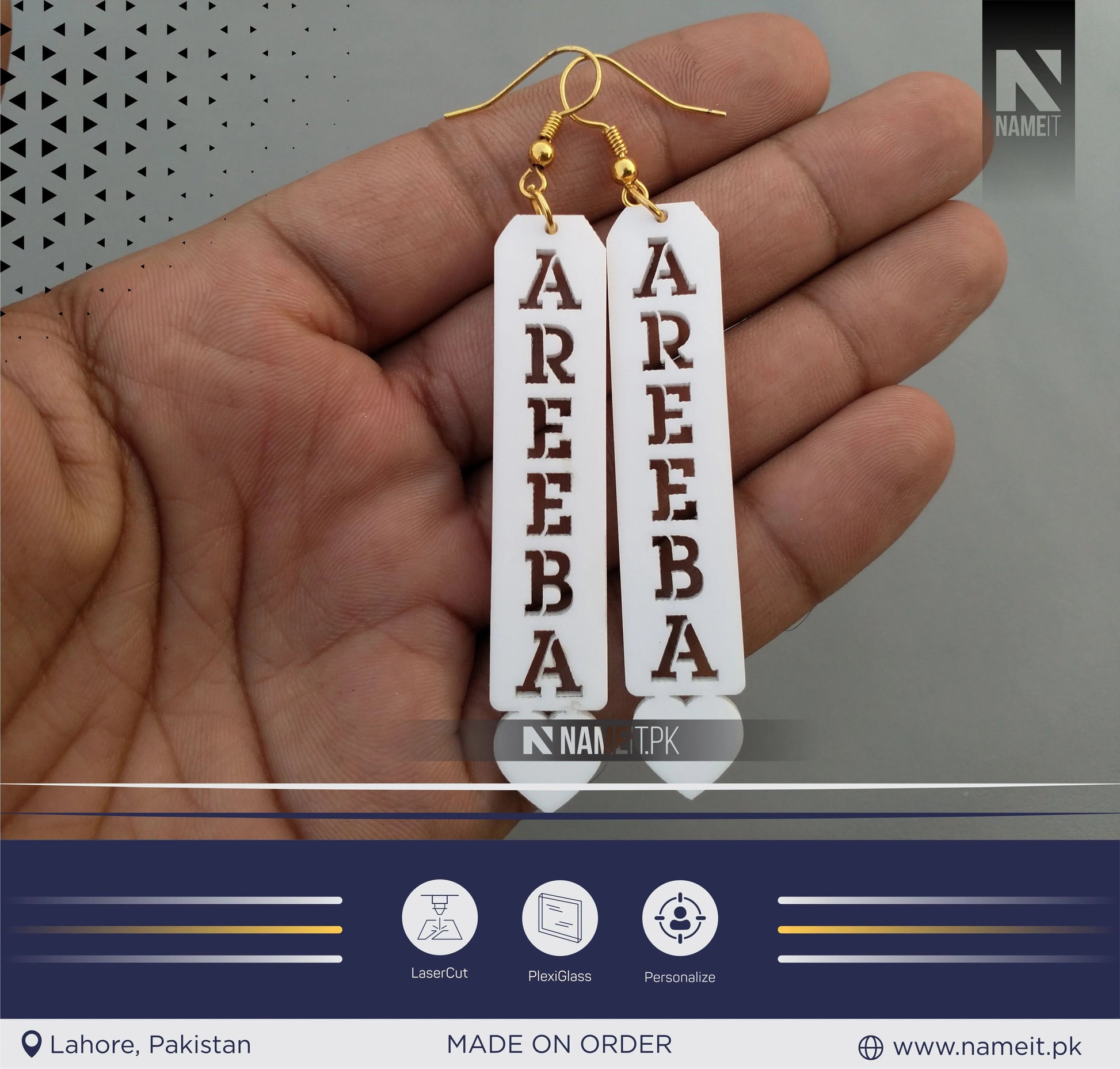 Earrings, Acrylic Earrings, Customize with your Name NAMEIT PAKISTAN