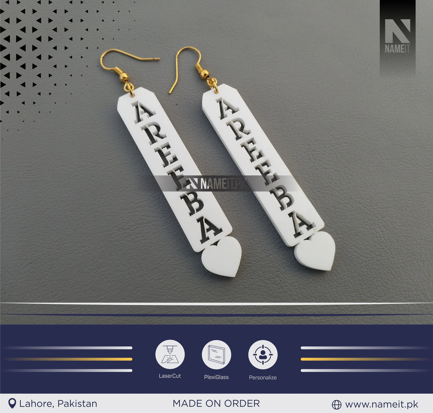 Earrings, Acrylic Earrings, Customize with your Name NAMEIT PAKISTAN