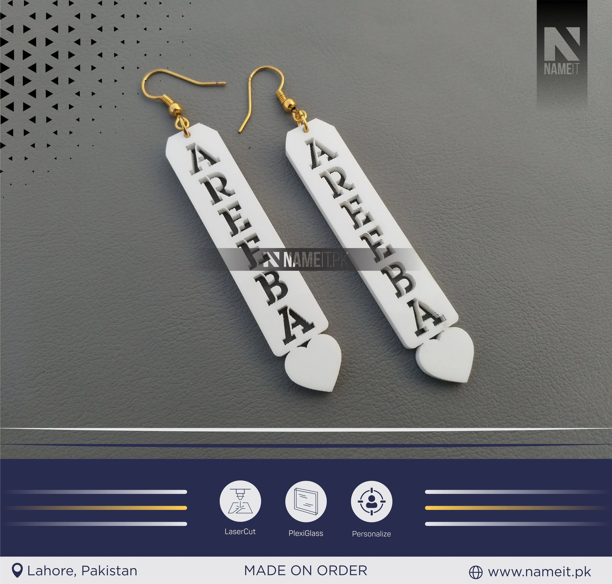 Earrings, Acrylic Earrings, Customize with your Name NAMEIT PAKISTAN