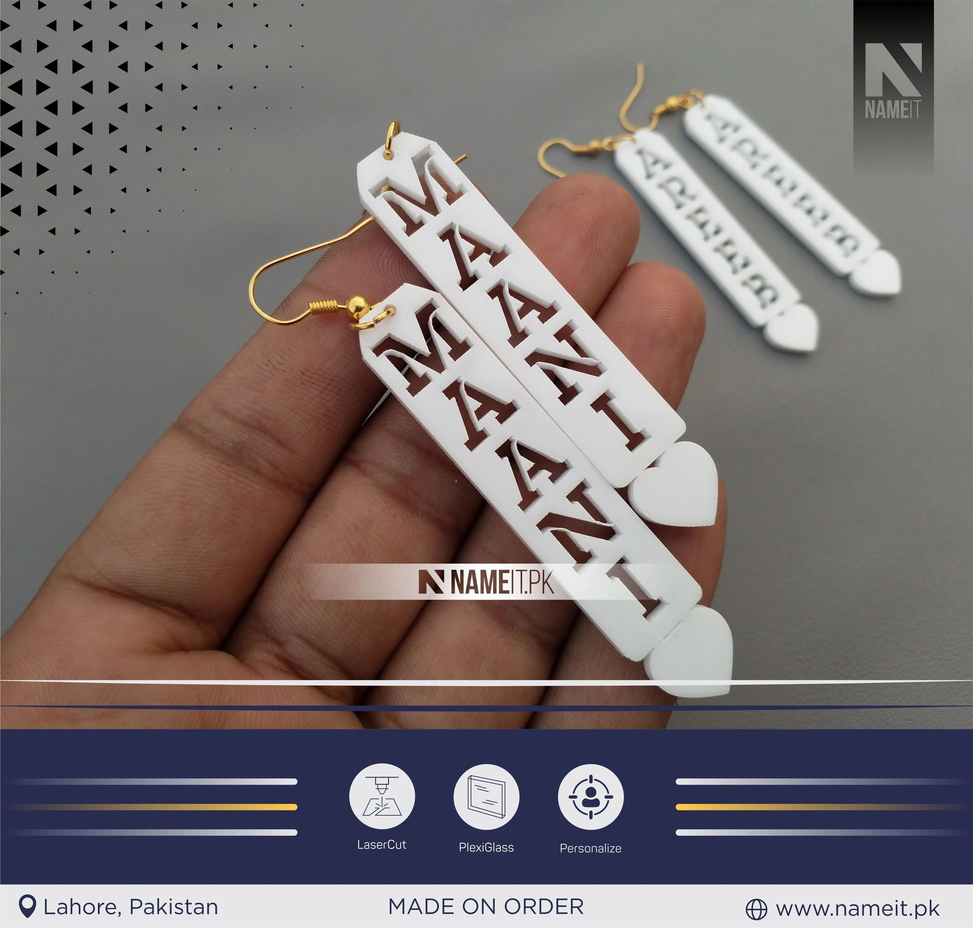 Earrings, Acrylic Earrings, Customize with your Name NAMEIT PAKISTAN