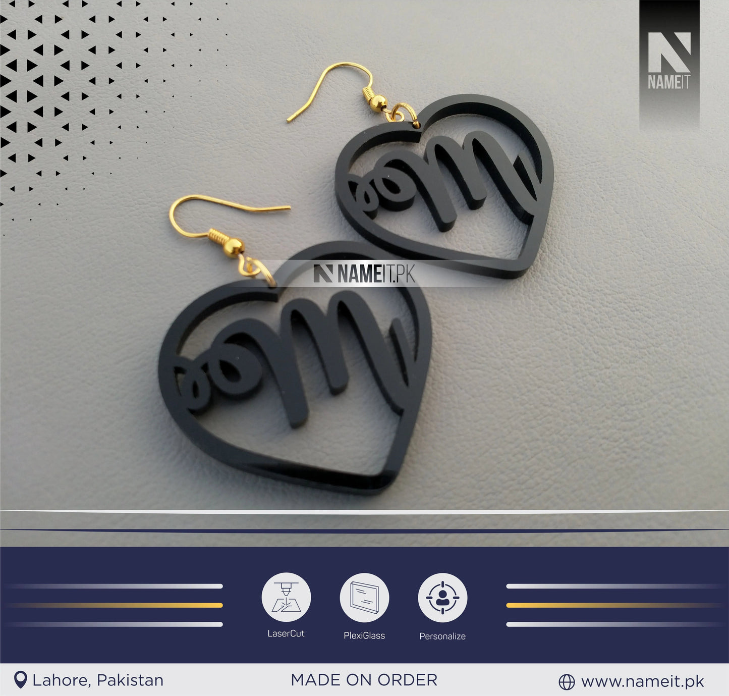Earrings, Acrylic Earrings, Customize with your Name NAMEIT PAKISTAN
