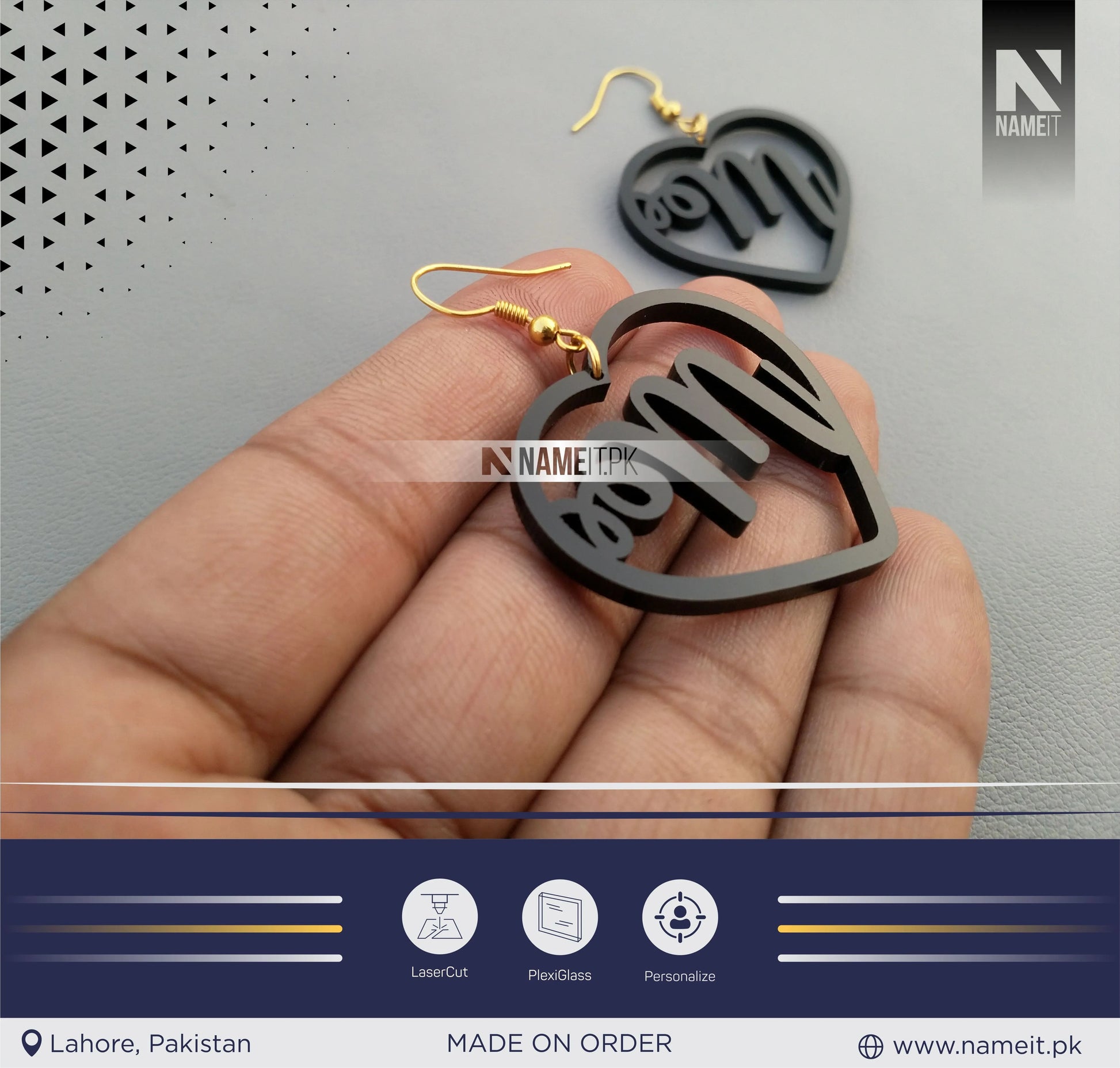Earrings, Acrylic Earrings, Customize with your Name NAMEIT PAKISTAN