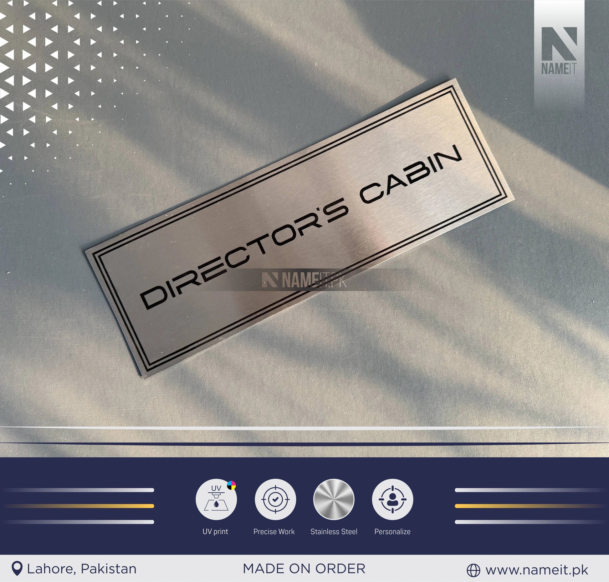 Custom Printed Wall Name Plate, Office Sign, Personalised Door Sign, Plaque, Name, Home, Peel & Stick Adhesive. NAMEIT PAKISTAN
