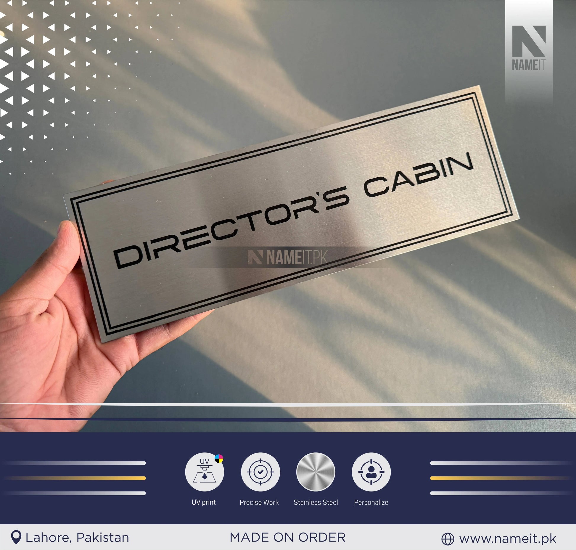 Custom Printed Wall Name Plate, Office Sign, Personalised Door Sign, Plaque, Name, Home, Peel & Stick Adhesive. NAMEIT PAKISTAN
