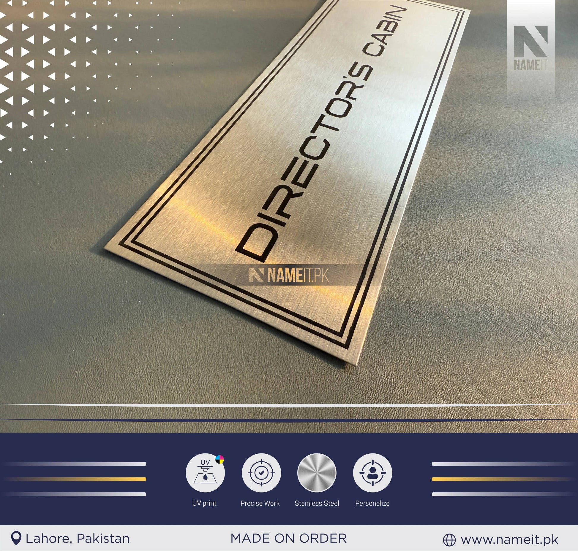 Custom Printed Wall Name Plate, Office Sign, Personalised Door Sign, Plaque, Name, Home, Peel & Stick Adhesive. NAMEIT PAKISTAN