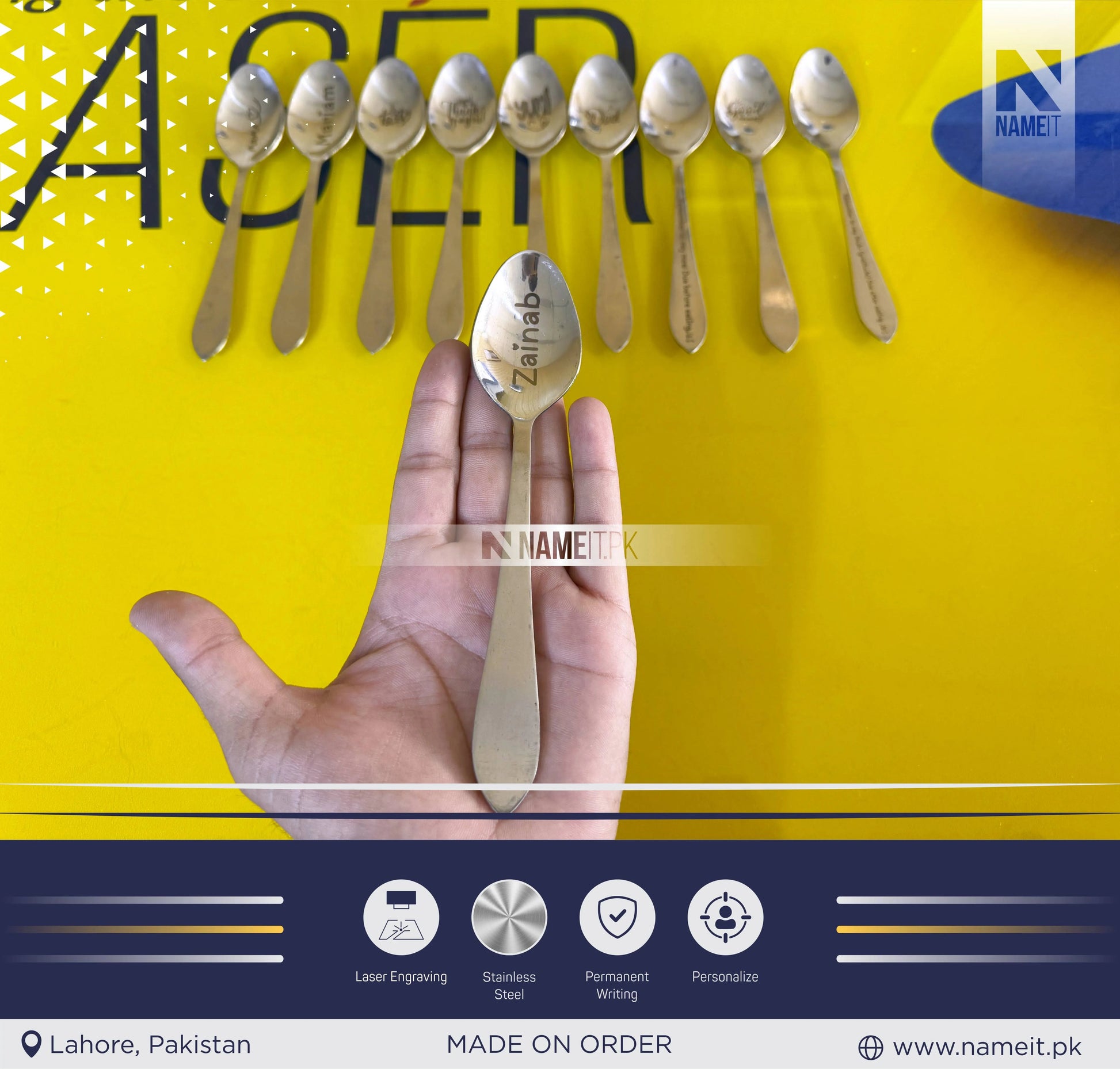 Personalized Spoon, Engraved Custom Spoon, Custom text or logo, Best Seller, Personalized gift, Laser engraved Spoon, Perfect gift, Birthday NAMEIT PAKISTAN