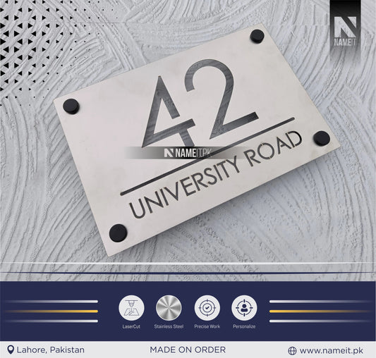Laser Cut Name Plate Stainless Steel, indoor & outdoor, Office name Plate, House Name Plate NAMEIT PAKISTAN