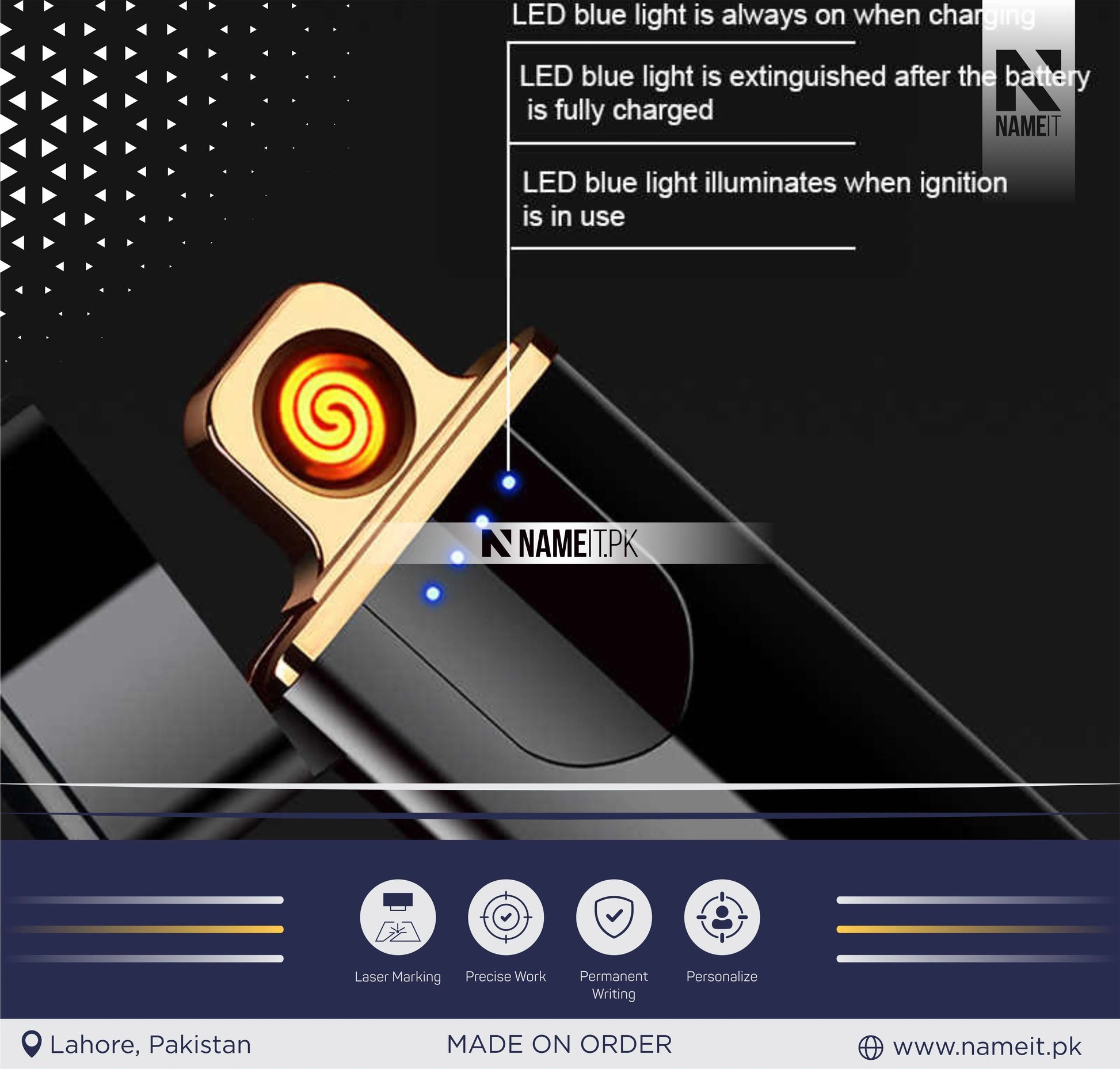Lighter - USB, Customize with your name NAMEIT PAKISTAN