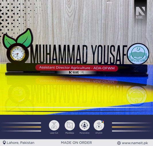 Modern Desk Name Sign - Black Acrylic - Office Desk Decor - Table Name Label - Desk Name Plate - Custom Desk Sign - Nameplate