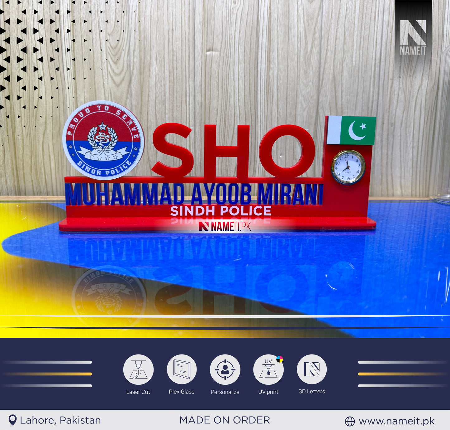 Table Name Plate, Custom Police Acrylic Desk Name Plate, Policeman Name Plate, Police Career Name Plate, Police Station Decor, Custom Text Words Acrylic