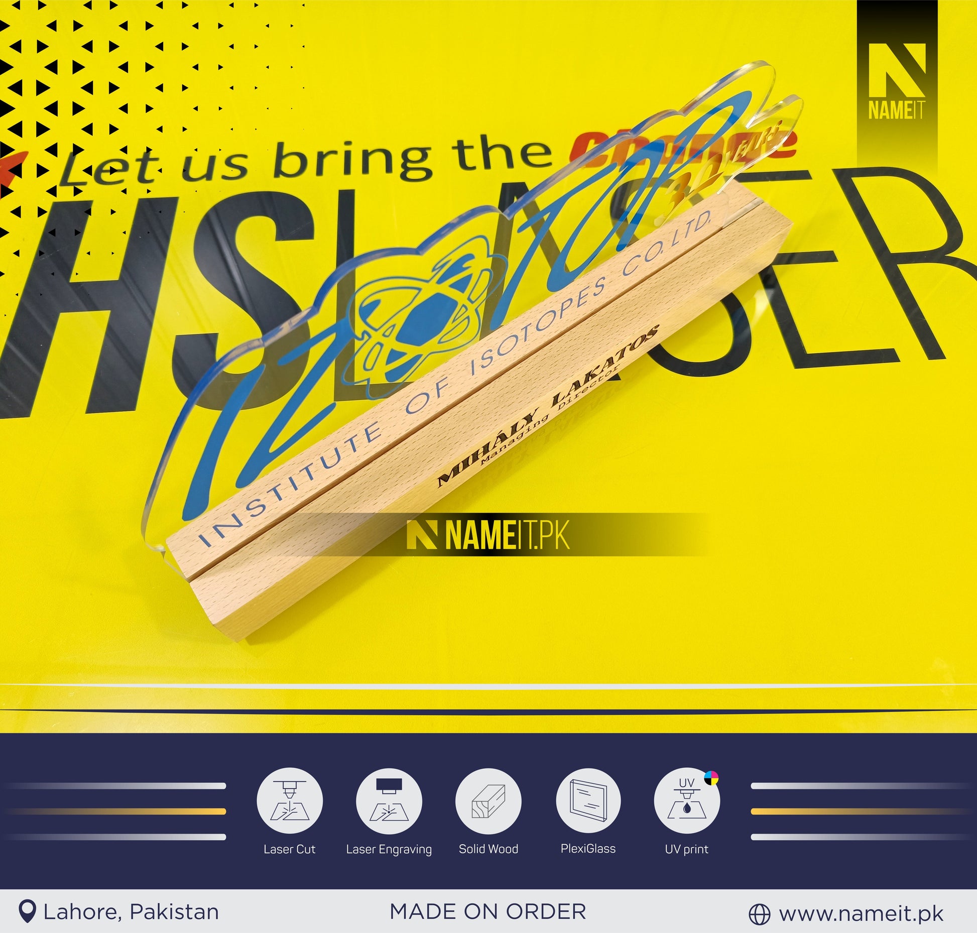 Name Plate For Desk, Customize Acrylic Desk Name Plate, Wooden Official Name Plate NAMEIT PAKISTAN